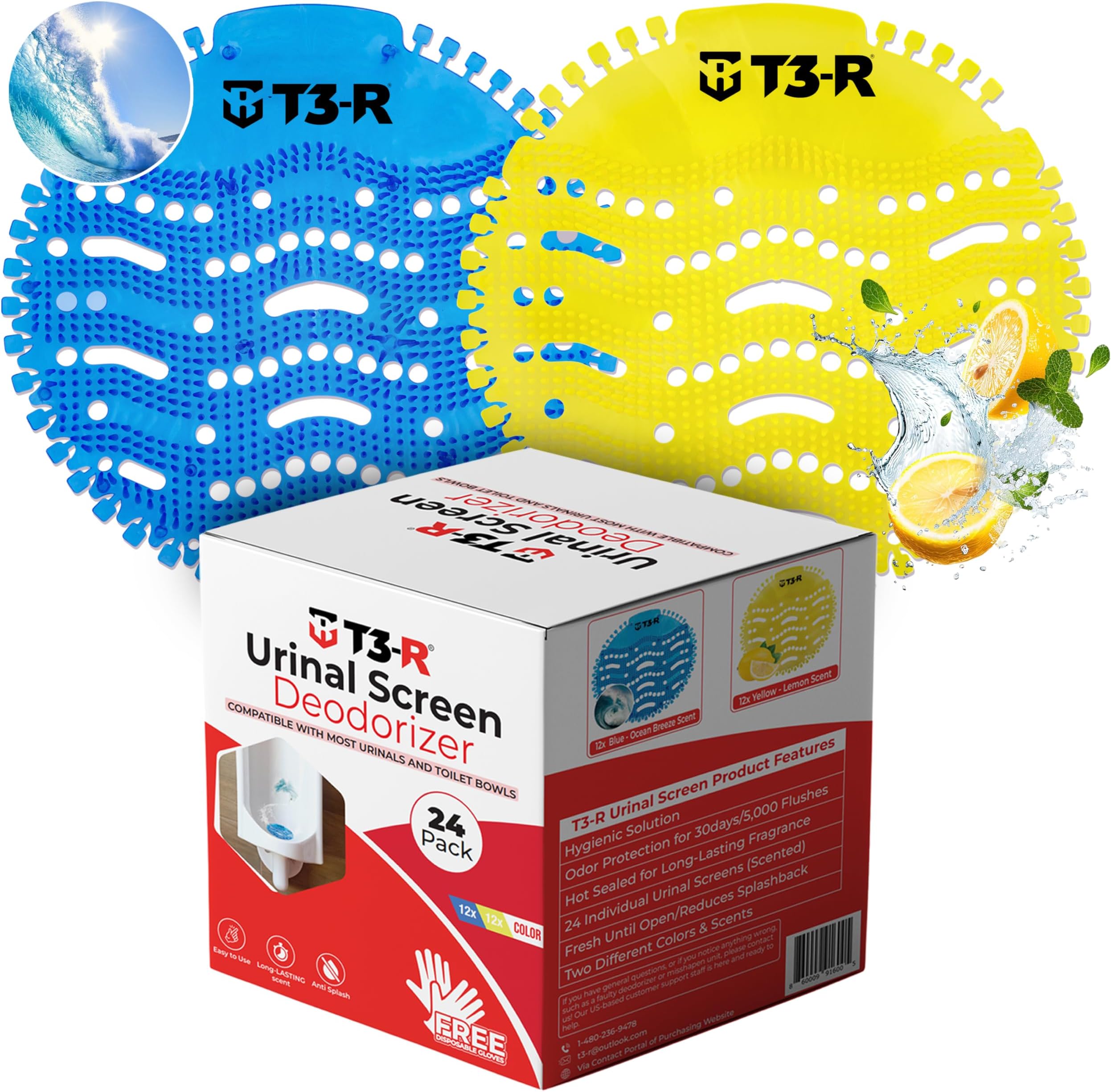 Amazon.com: T3-R Urinal Screen Deodorizer (24 Pack) with Urinal Cakes ...