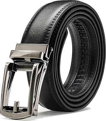 Men's Comfort Genuine Leather Belt with One Click Buckle, Fit for 27-46"