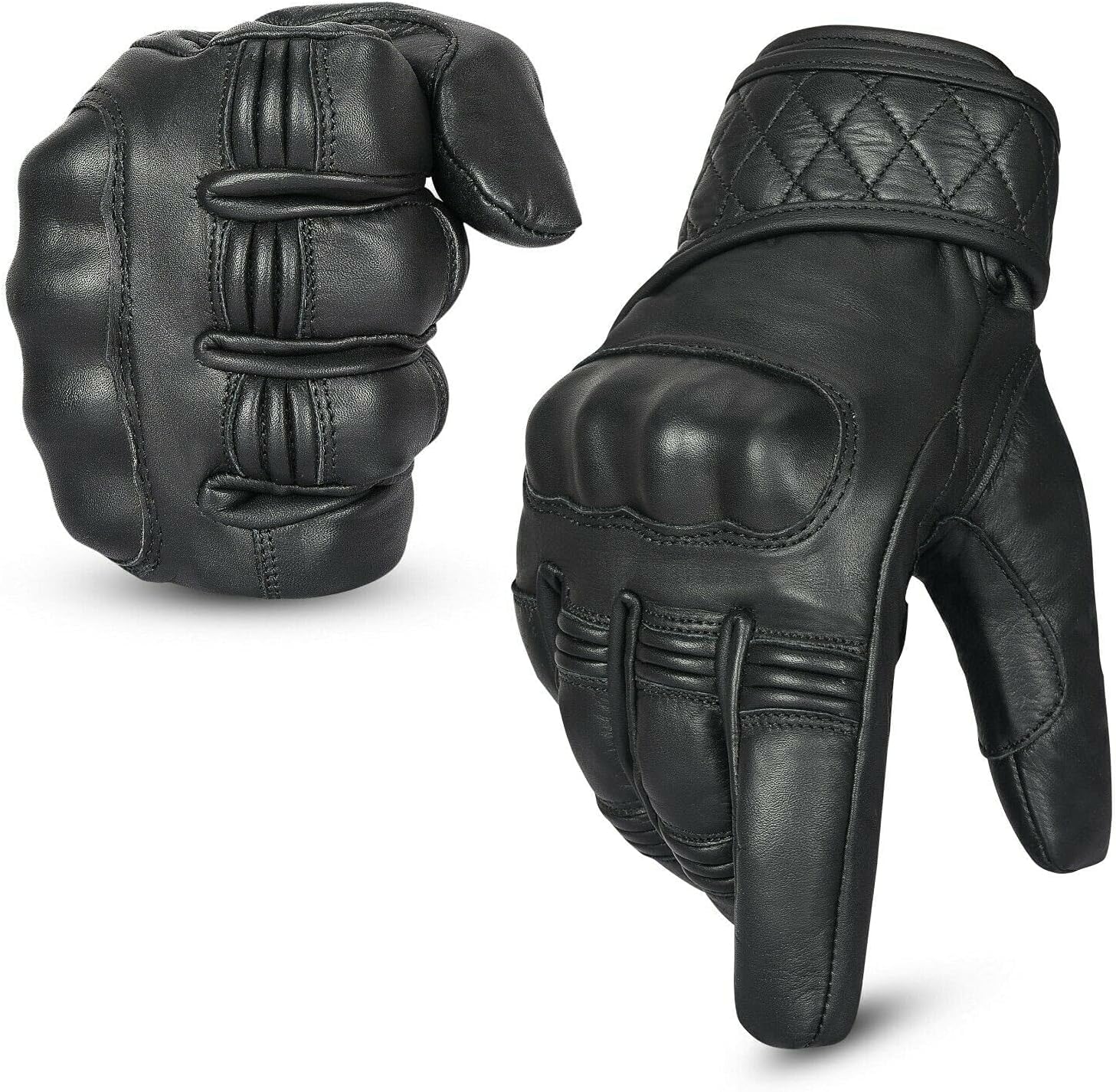 Hand Fellow Leather Motorbike Motorcycle Gloves Heavy Duty Thinsulate 3M Hipora Windproof Waterproof Winter All Weather Gloves Touch Screen hard Knuckle