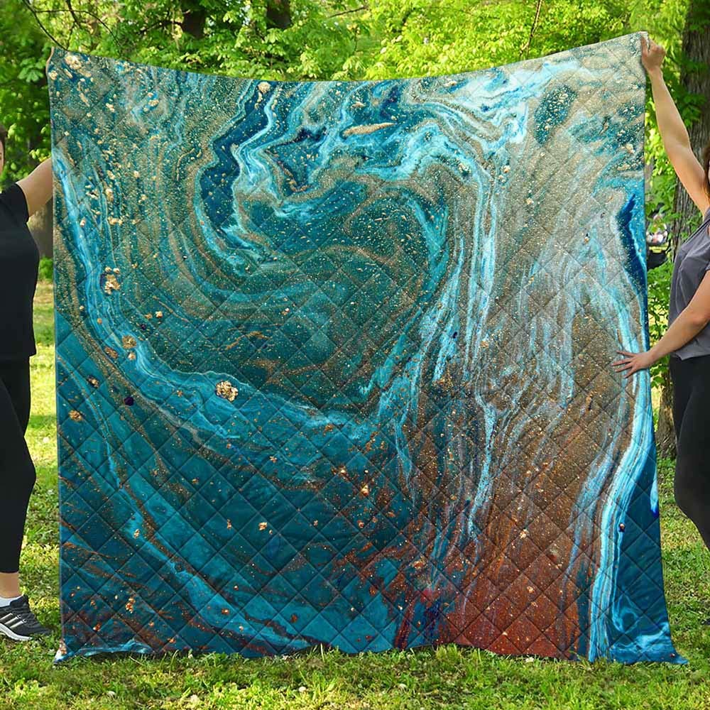 Fansu Colcha Acolchada Fina Suave Cubrecama Rellenos Finos Toda Temporada Edredón Estampada Colchas Bouti Cama 90/135/150, Estampado de Mármol Verde Dorado Manta para Sofa (1,226 * 280cm)