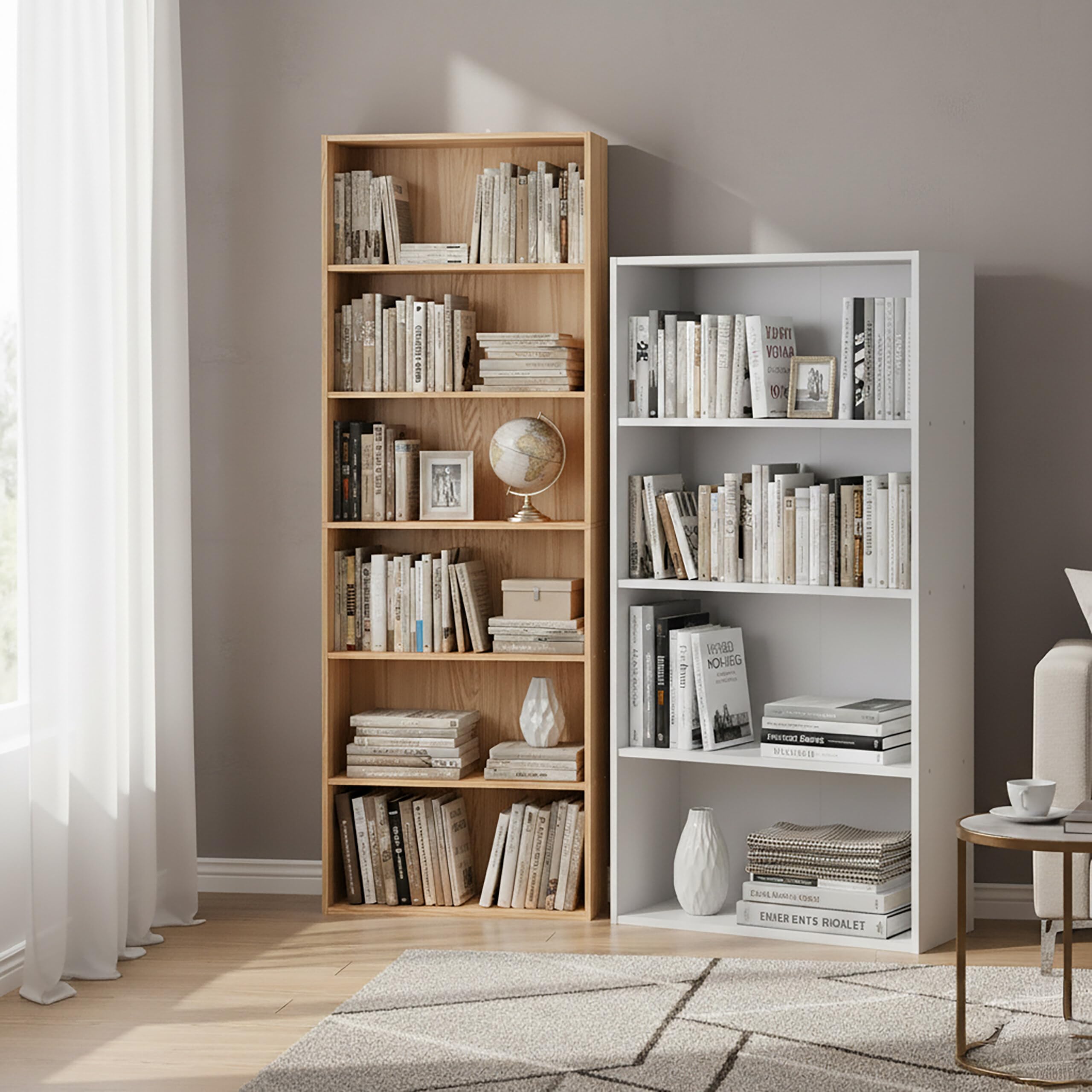 Relaxdays Étagère, H x L x P : 108 x 60 x 24 cm, 4 tablettes réglables, bibliothèque pour Salon, chêne