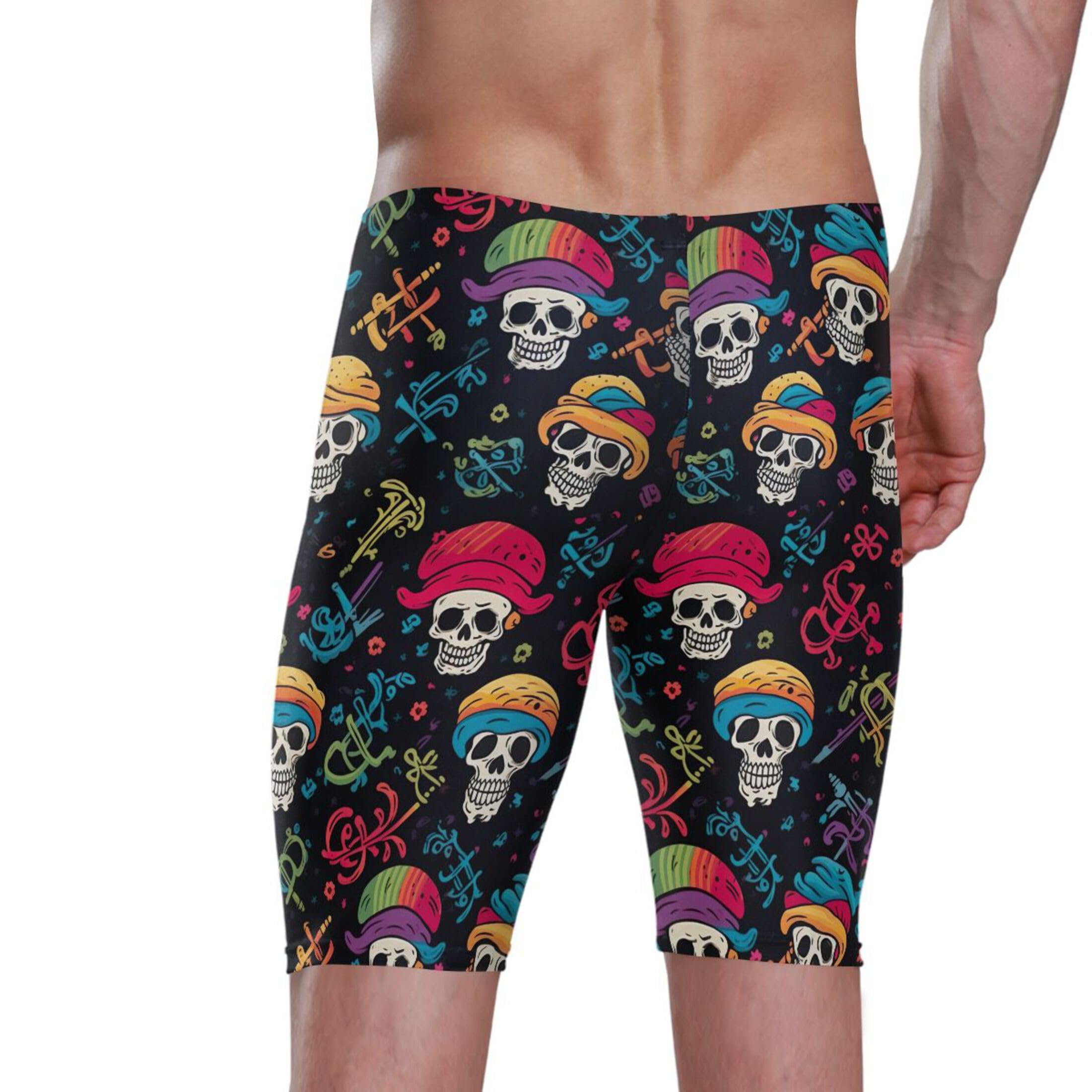 Sugar Skull Skeleton Gothic Men's Swim Jammers Swimsuit M B0400515