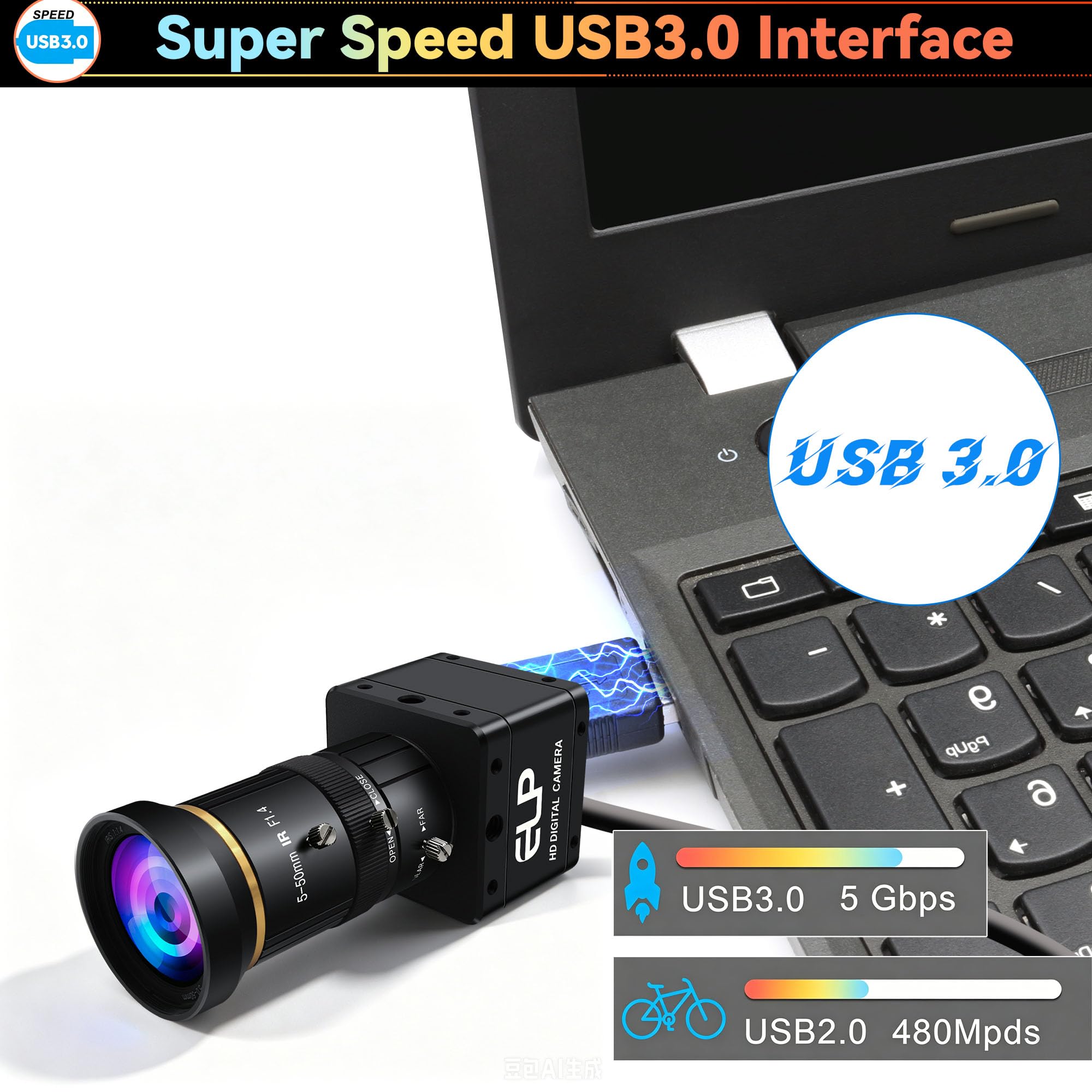 Amazon.co.jp: ELP 高速グローバルシャッターUSB3.0ズームカメラ、720P