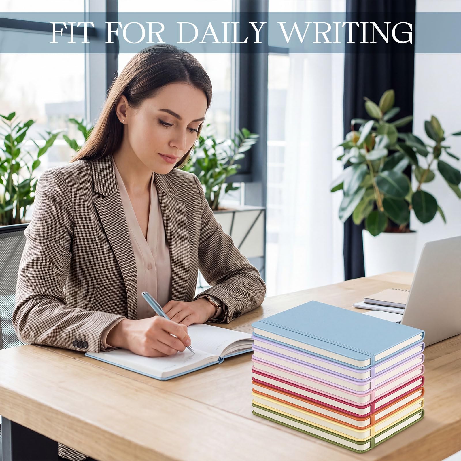 Laumoi Lot de 28 carnets de notes lignés en cuir synthétique avec couverture rigide et porte-stylo pour l'école, le travail, l'écriture (couleur élégante, simple)