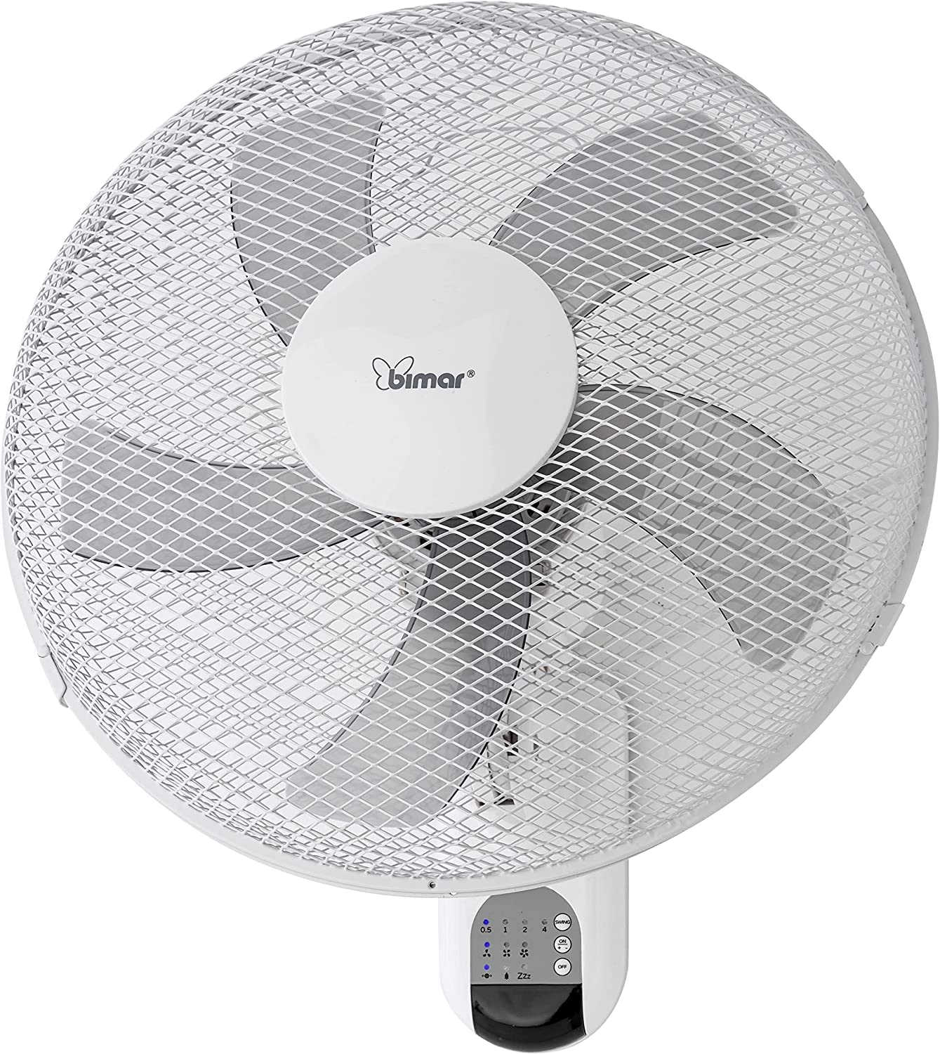 Bimar VM44 Ventilatore da Parete con Telecomando, Elica a 5 Pale Ø40cm, Comandi Elettronici e Telecomando 3 velocità e 3 modalità, Oscillazione Destra Sinistra, Kit Fissaggio Incluso