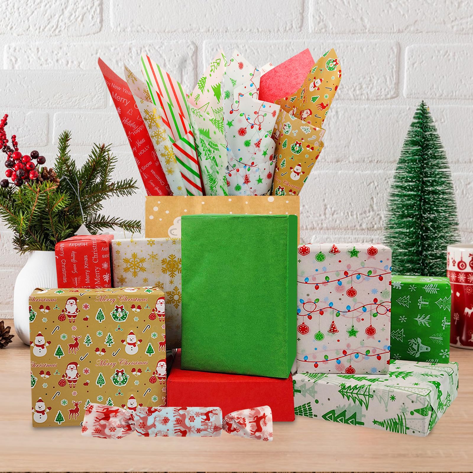 FORARTMINI Christmas Tissue Paper For Gift Bags - 20x20 Inch, 120...