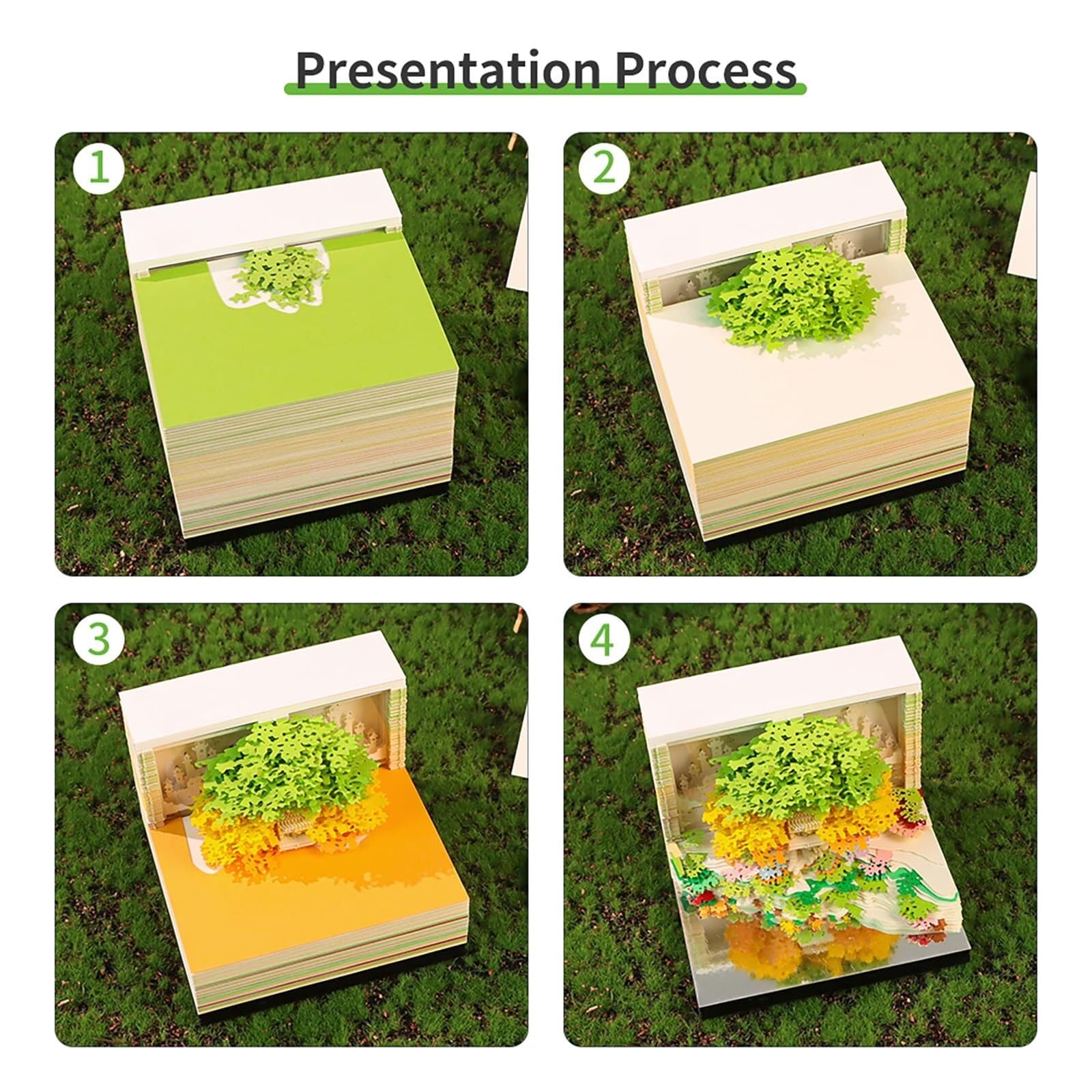 Motivierende Tischkalender Kalender 2026, Schreibtisch-Notizblock mit 3D-Katzenmotiv aus Papier, Geschenkidee AT-A-GLANCE 2026 Wandkalender(Tree House-A,With Light)