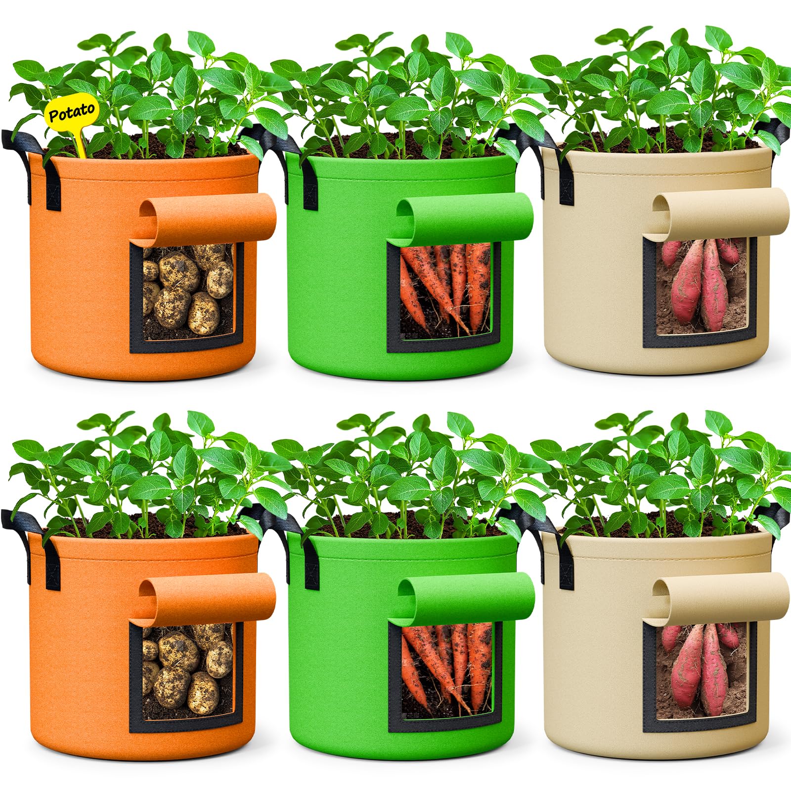 RVZHI 15 Gallon Potato Grow Bags 6-Pack