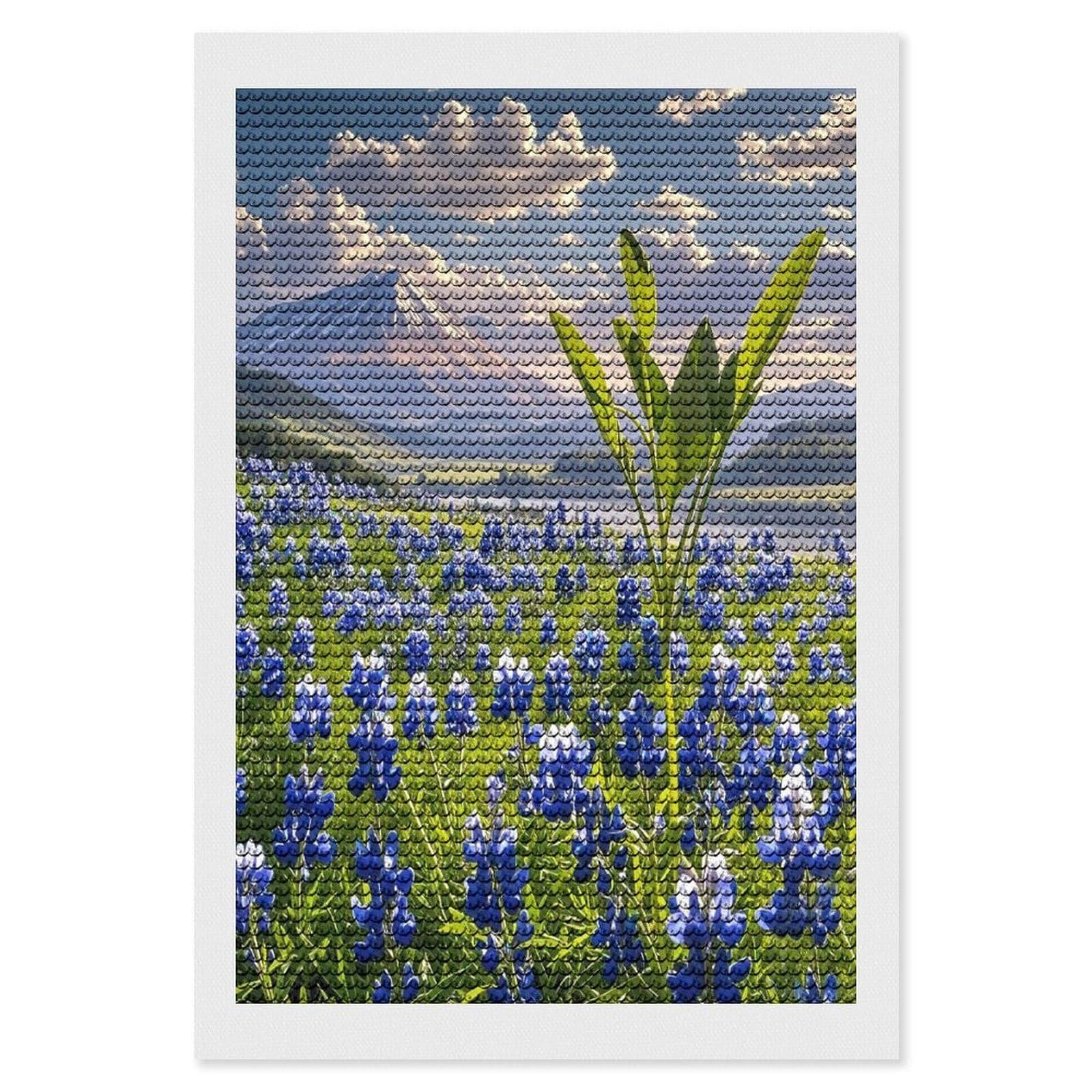 FekiLoot Bluebonnets Scenery Diamond Painting Kits for Adults Full Round Drill Diamond Art Kits for Beginners 5D DIY Diamond Dots Paintings Diamonds Pictures Gem Art Home Wall Decor 8"x12"