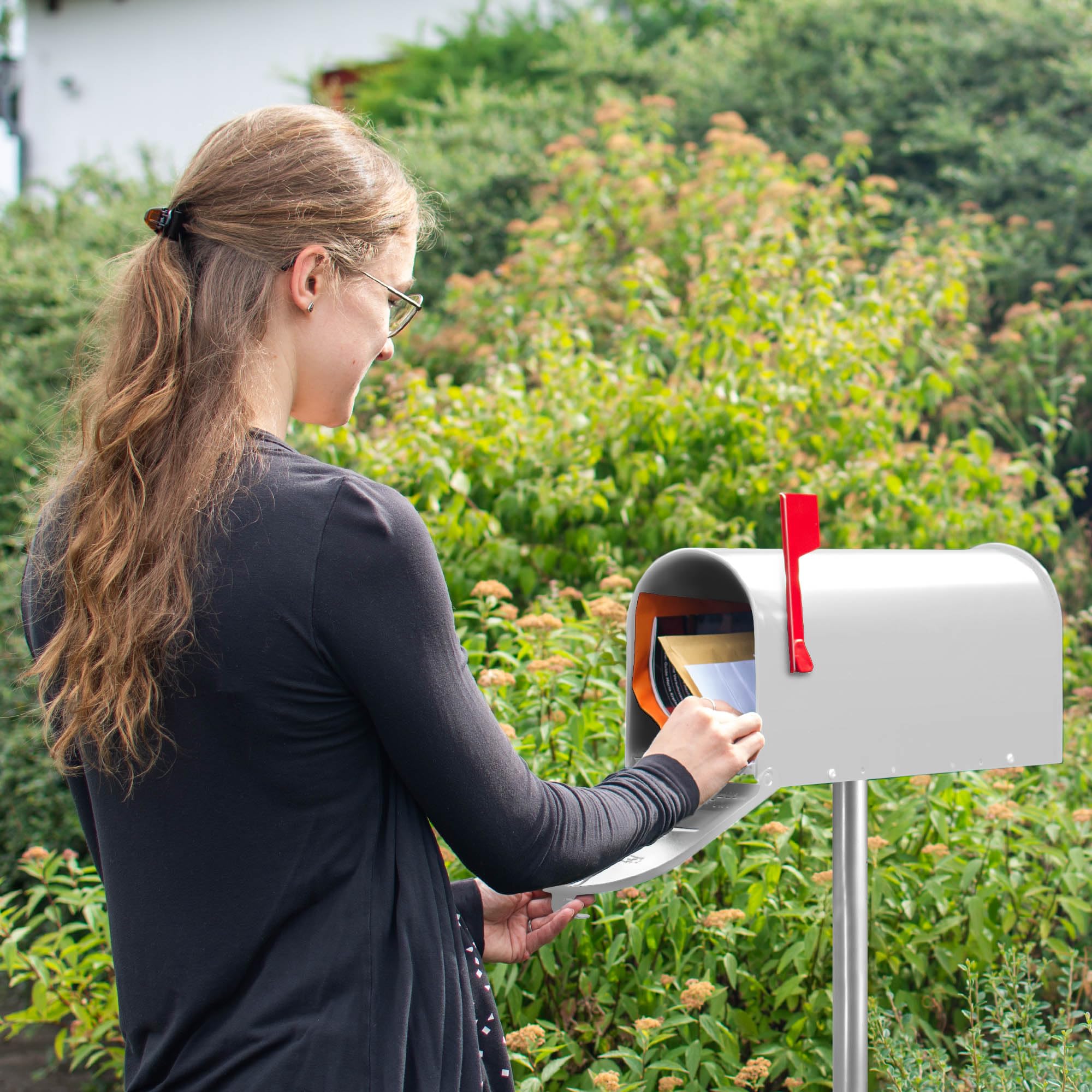 banjado® Amerikanischer Briefkasten weiß - US Mailbox/Letterbox 51x22x17cm - Postkasten Stahl - pulverbeschichtet