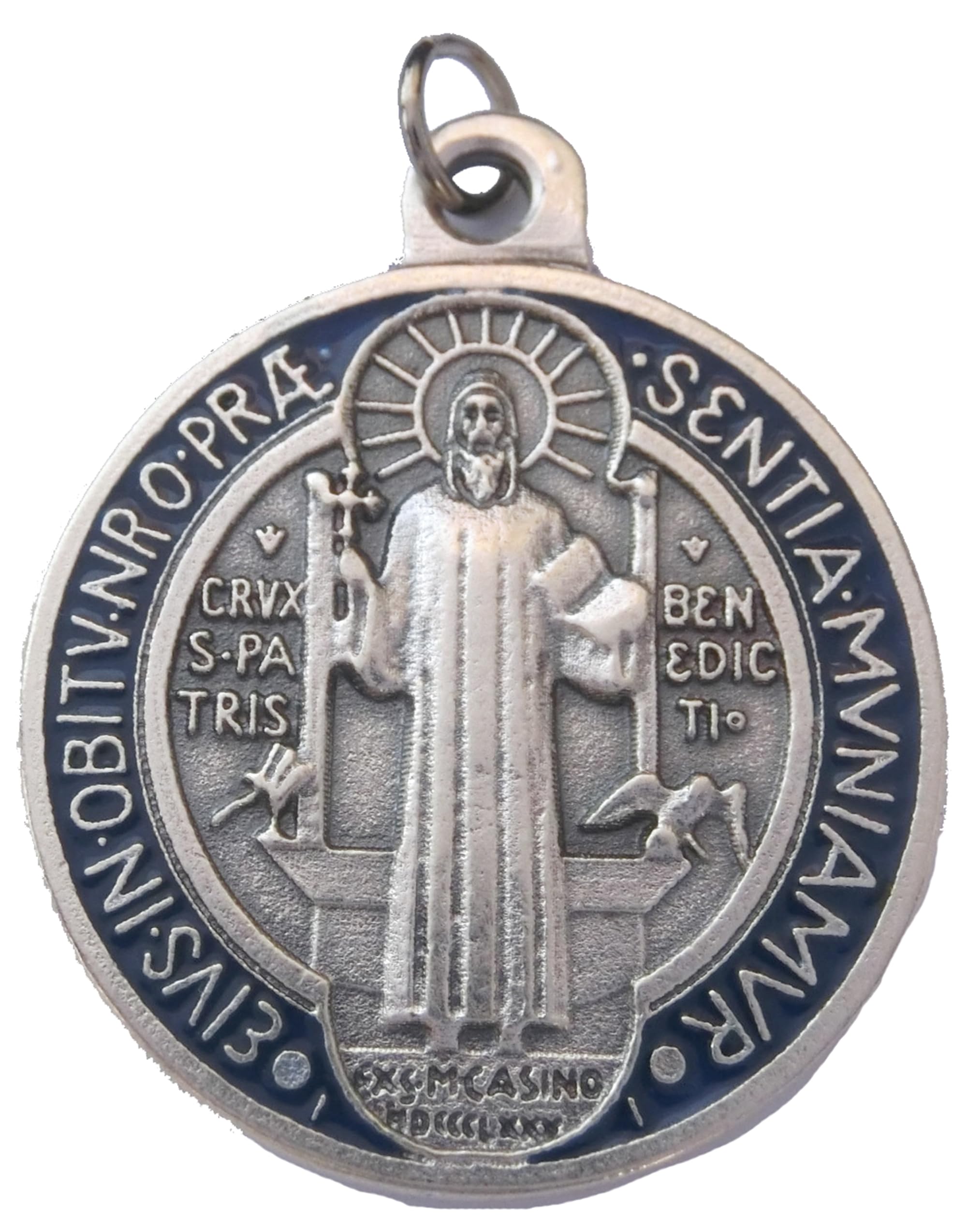Generico 60.049.31 medaglia di san benedetto smaltato argento da 32 mm con anello esorcista esorcismo