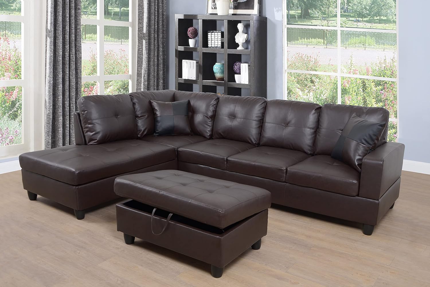Sectional Sofa Set, 93A Brown
