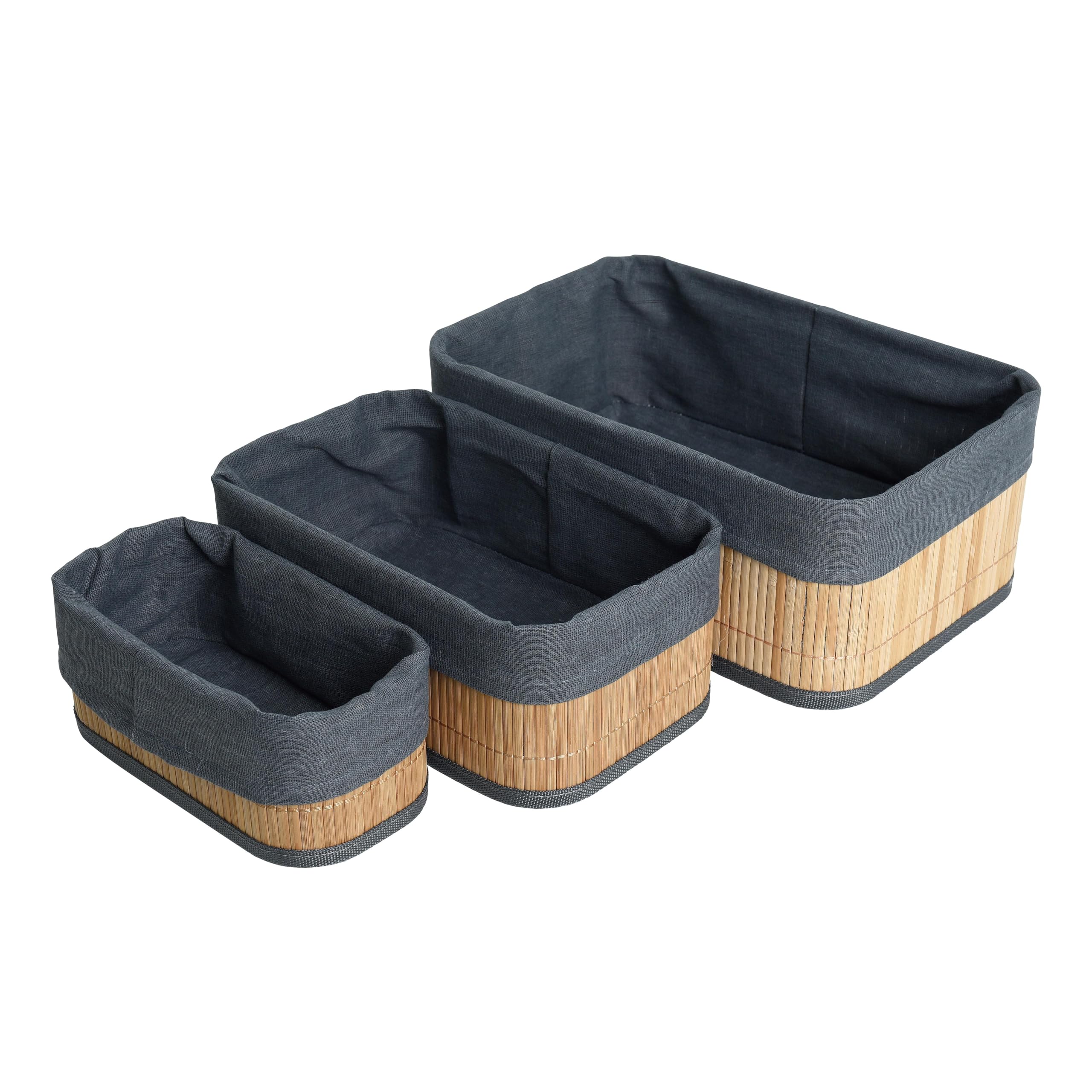 ESTEXO Bambuskorb Aufbewahrungsbox 4er Set mit je 3 Größen Aufbewahrungskorb Organizer