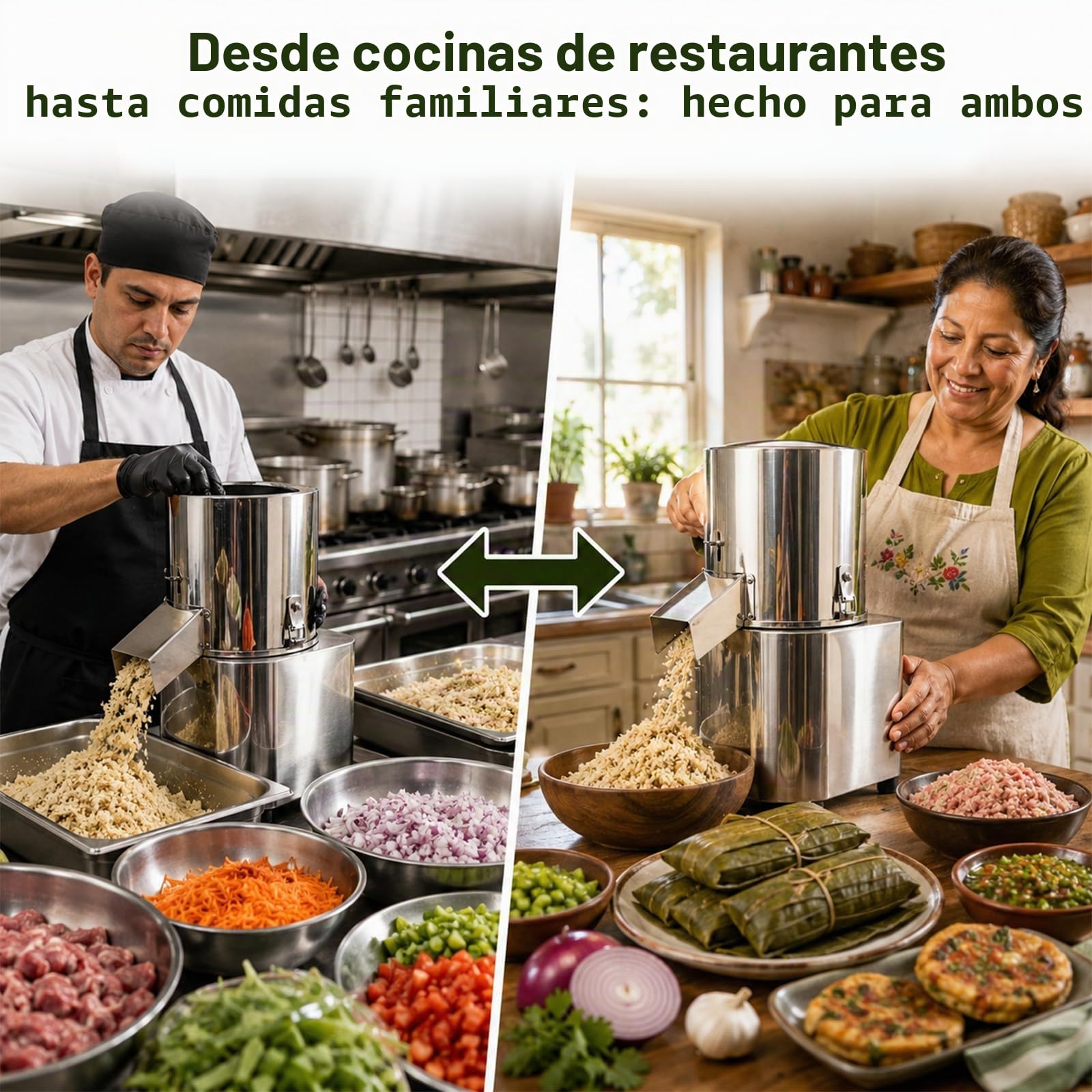 Picadora Eléctrica Profesional, Cortadora de Verduras y Picadora de Carne, Procesador de Alimentos en Acero Inoxidable, 400W, 220V, Capacidad 40-60 kg/h, Ideal para Restaurantes y Cocina Doméstica