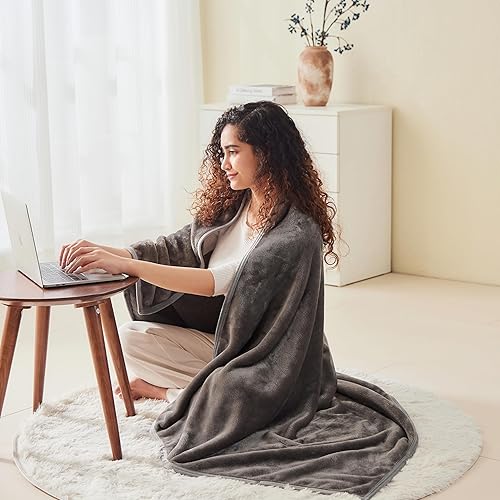 Miniatura 2 de Mellowdy Manta Chal Almohada 2 en 1 con Mangas para Oficina, Trabajo, Hogar (Gris Oscuro, 40x60) - Abrigo Snuggie Poncho Vestible para Adultos, Set