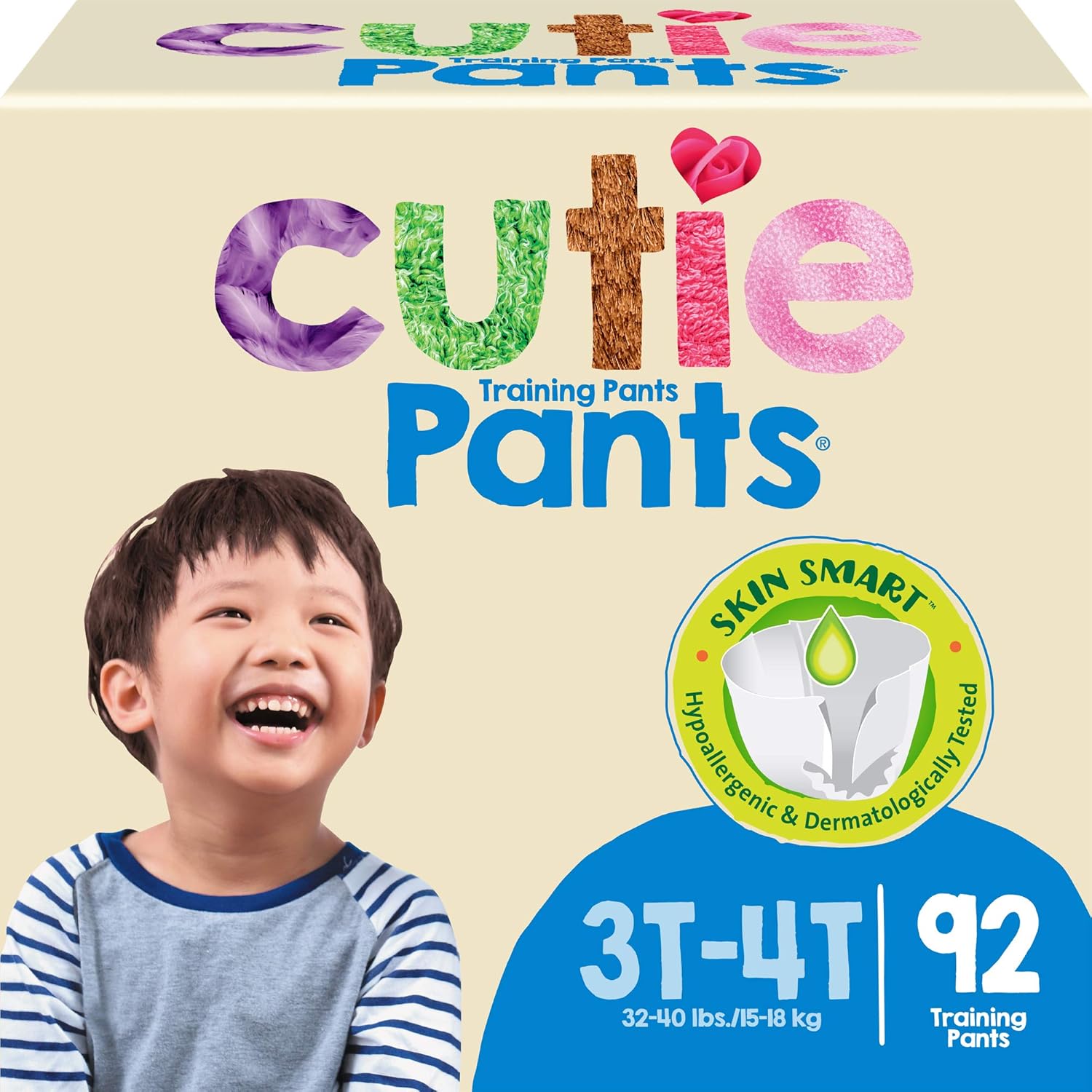 Cuties Toddler Training Pants for Boys, Size 3T-4T, 92 Count