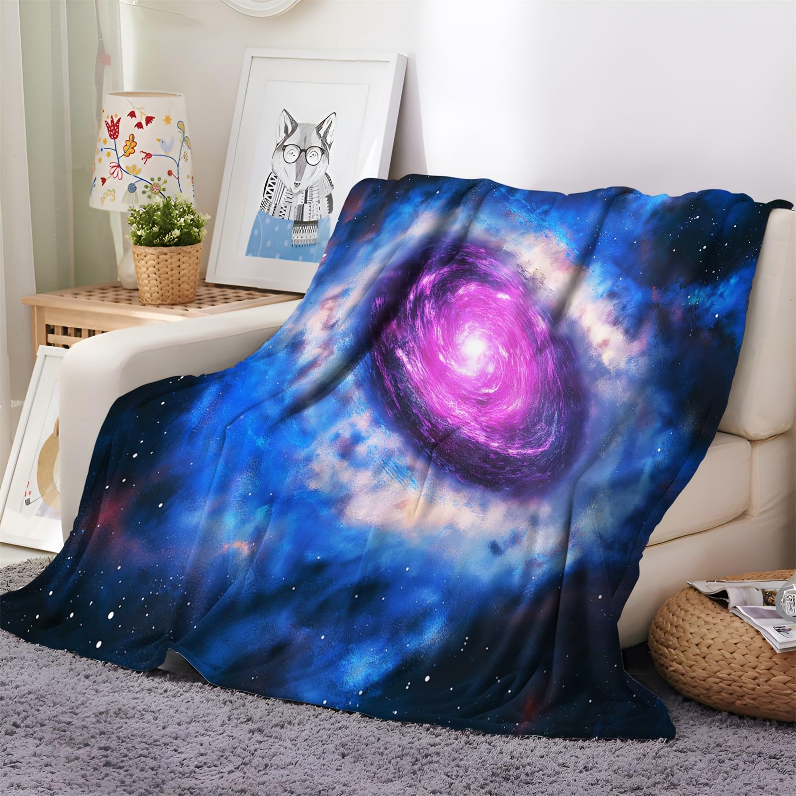 Plaid polaire bleu chaud et ultra doux jeté de lit grande taille 180x200