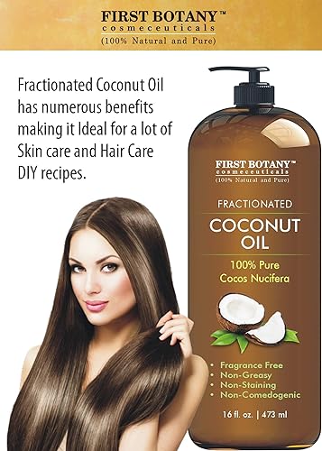 Miniatura 4 de Aceite de coco fraccionado de 16 onzas líquidas – Aceite de coco MCT 100% natural y puro para cabello, piel y aceite portador de aromaterapia,