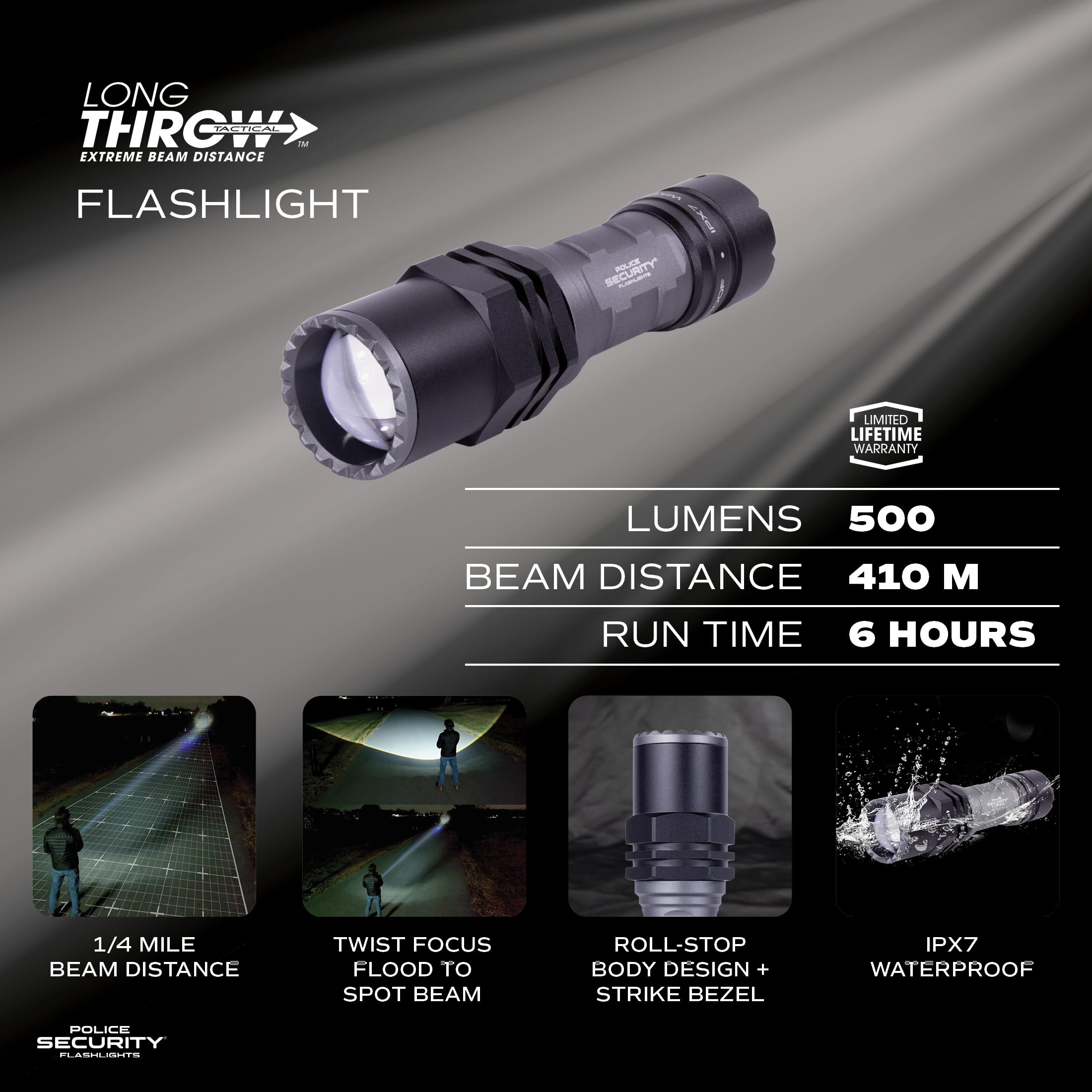 Police Security Torcia LED a lunga distanza - 400 lumen