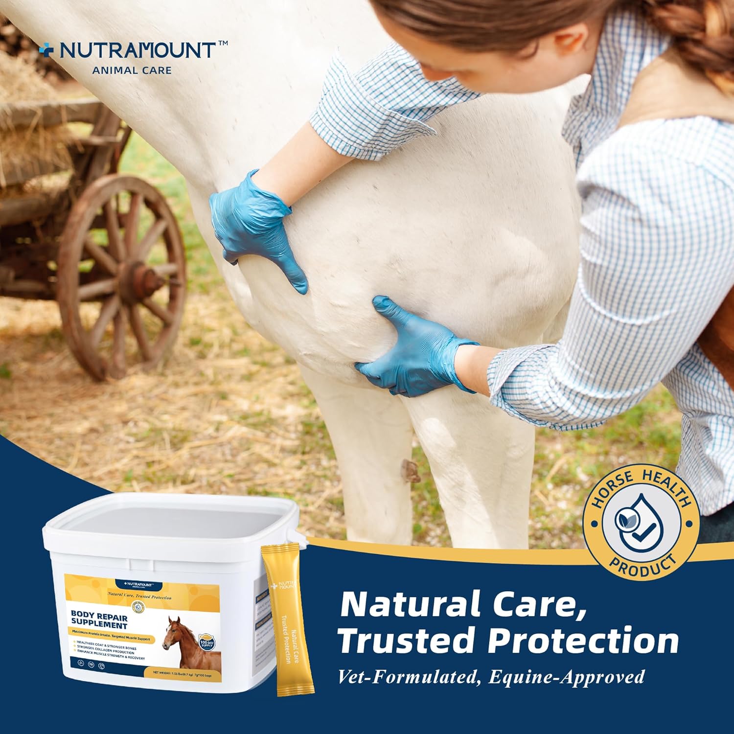 Body Repair Supplement for Horses, Amino Acids for Muscle Recovery, Protein Support & Performance-100 Day Supply