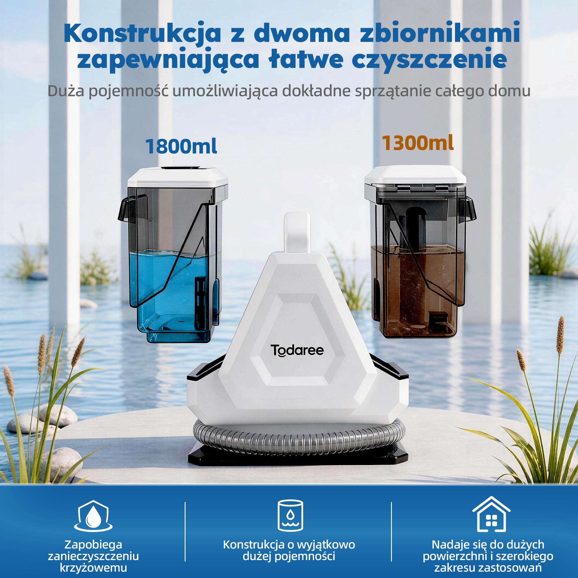 Przenośna maszyna do czyszczenia dywanów i tapicerki dla zwierząt domowych, moc 14 kPa, odkurzacz do dywanów, sof, samochodu, biały/szary