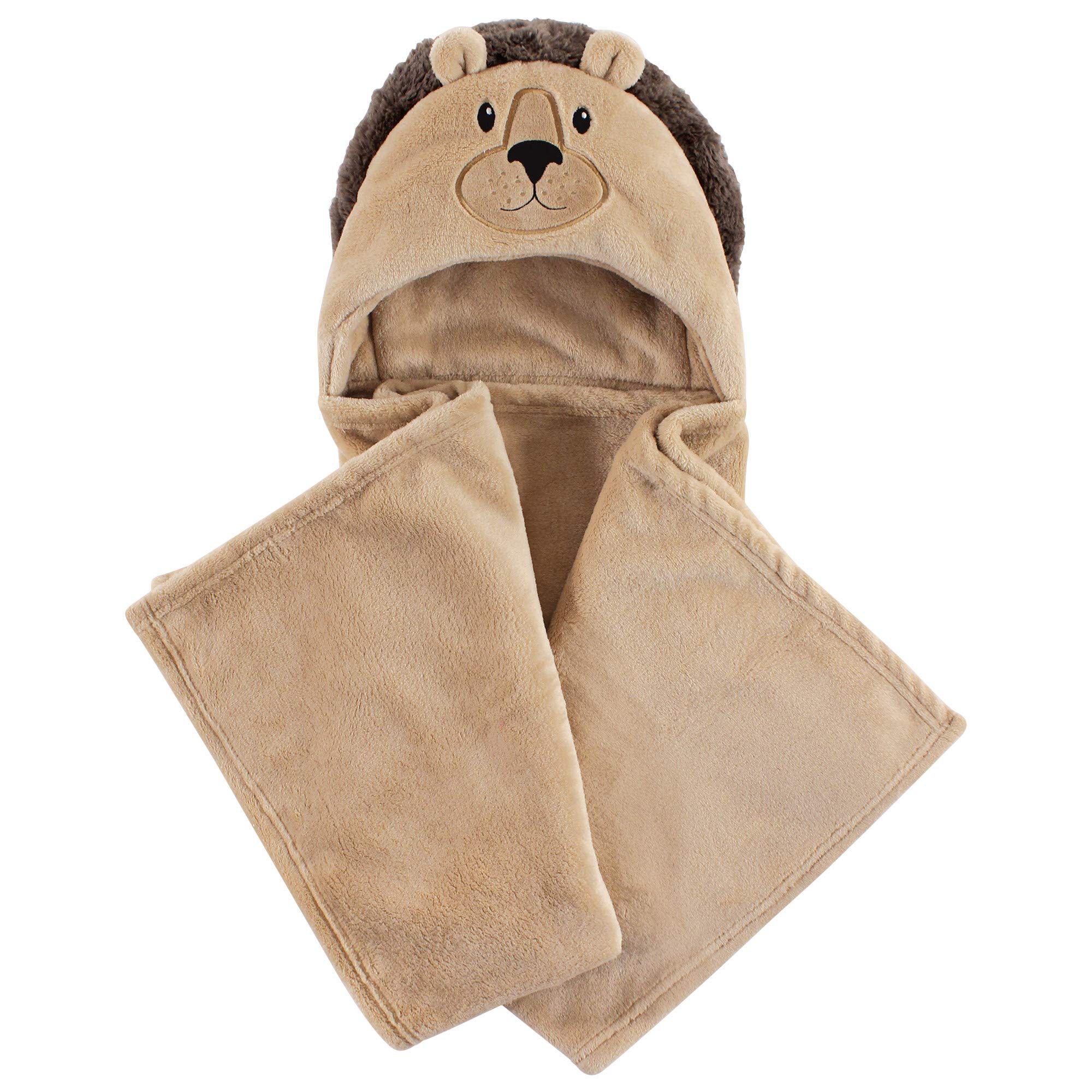 Hudson Baby Unisex Baby and Toddler Hooded Animal Face Plush Blanket, Lion, One Size