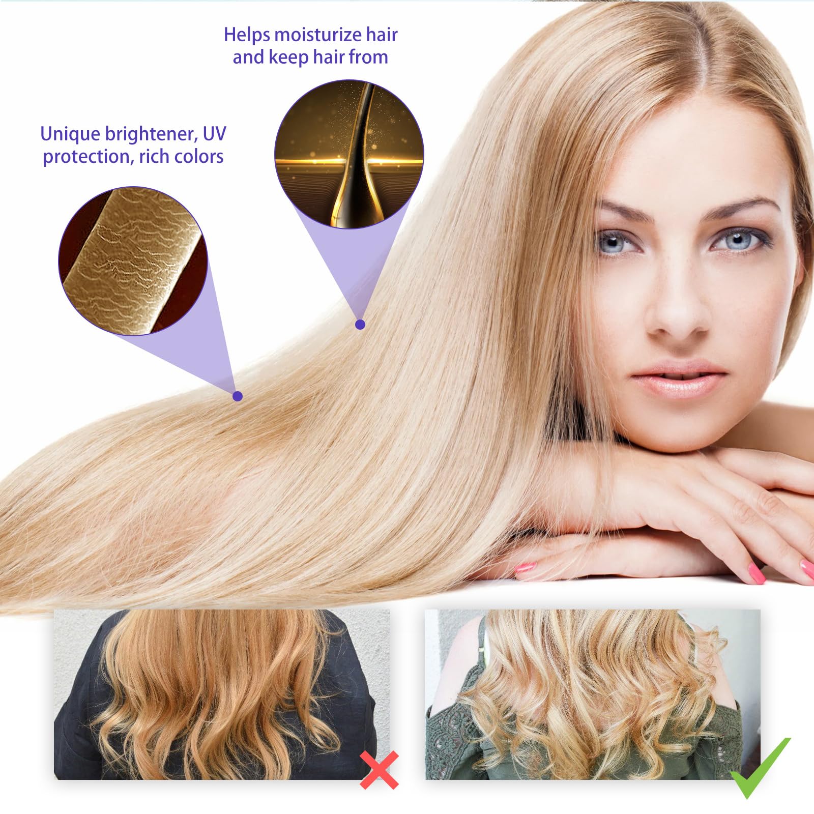 Keratin Purple Hair Mask,Hair Mask to Reduce Brassiness and Condition Dry,Toner for Blonde Platinum Silver Grey,Platinum and Silver Hair,Remove Yellow Tones & Condition Dry,100ML - Image 4