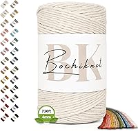 Vista 22 de BOCHIKNOT Cordón de macramé de 5 mm - Cordón de macramé de una hebra - Cordón de algodón para macramé y anudado - Suministros de cuerda de macramé