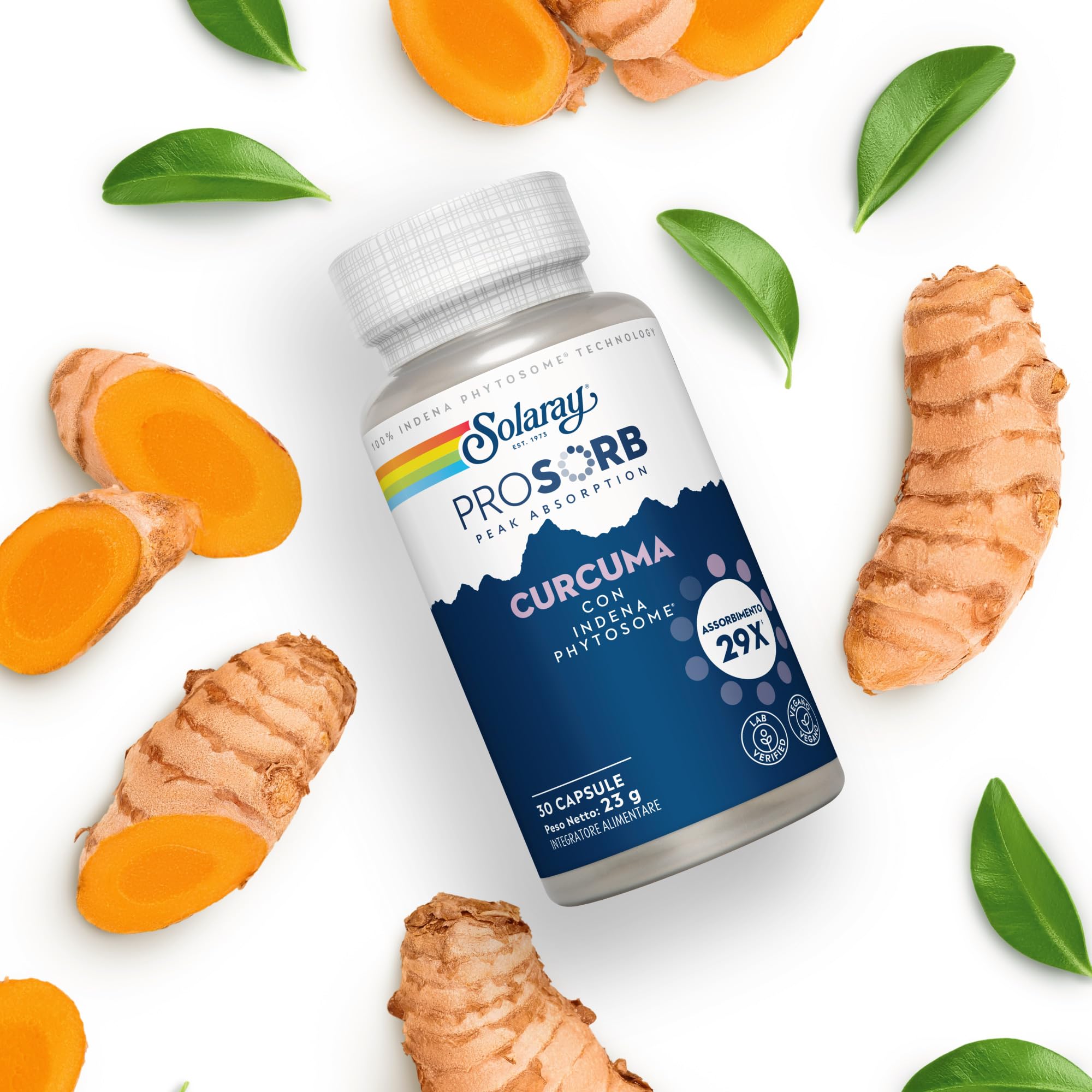 Solaray Curcumina Meriva® Fitosomiale 500mg - 29× più Biodisponibile, Formula Studiata Clinicamente - 30 Capsule Vegane - Verificata in Laboratorio