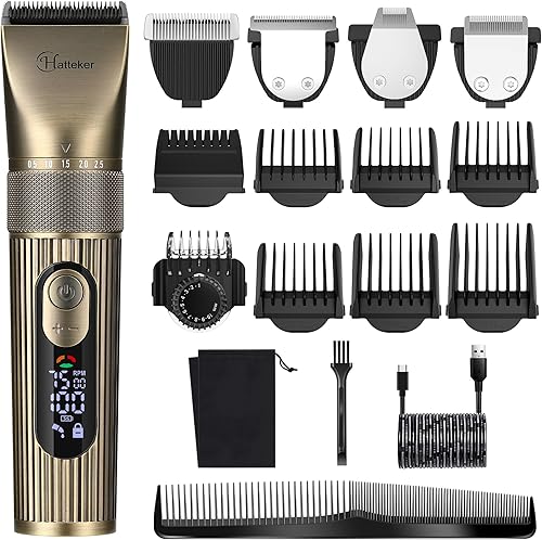 Miniatura 1 de Hatteker Cortadora de barba profesional inalámbrica para hombre, cortadora de pelo para barbero, recortadora de detalles, impermeable, 4 en 1