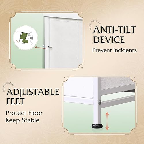 Miniatura 7 de WLIVE - Cómoda para dormitorio con 8 cajones, cómoda de tela ancha para almacenamiento y organización, cómodas de dormitorio, cajonera para sala de