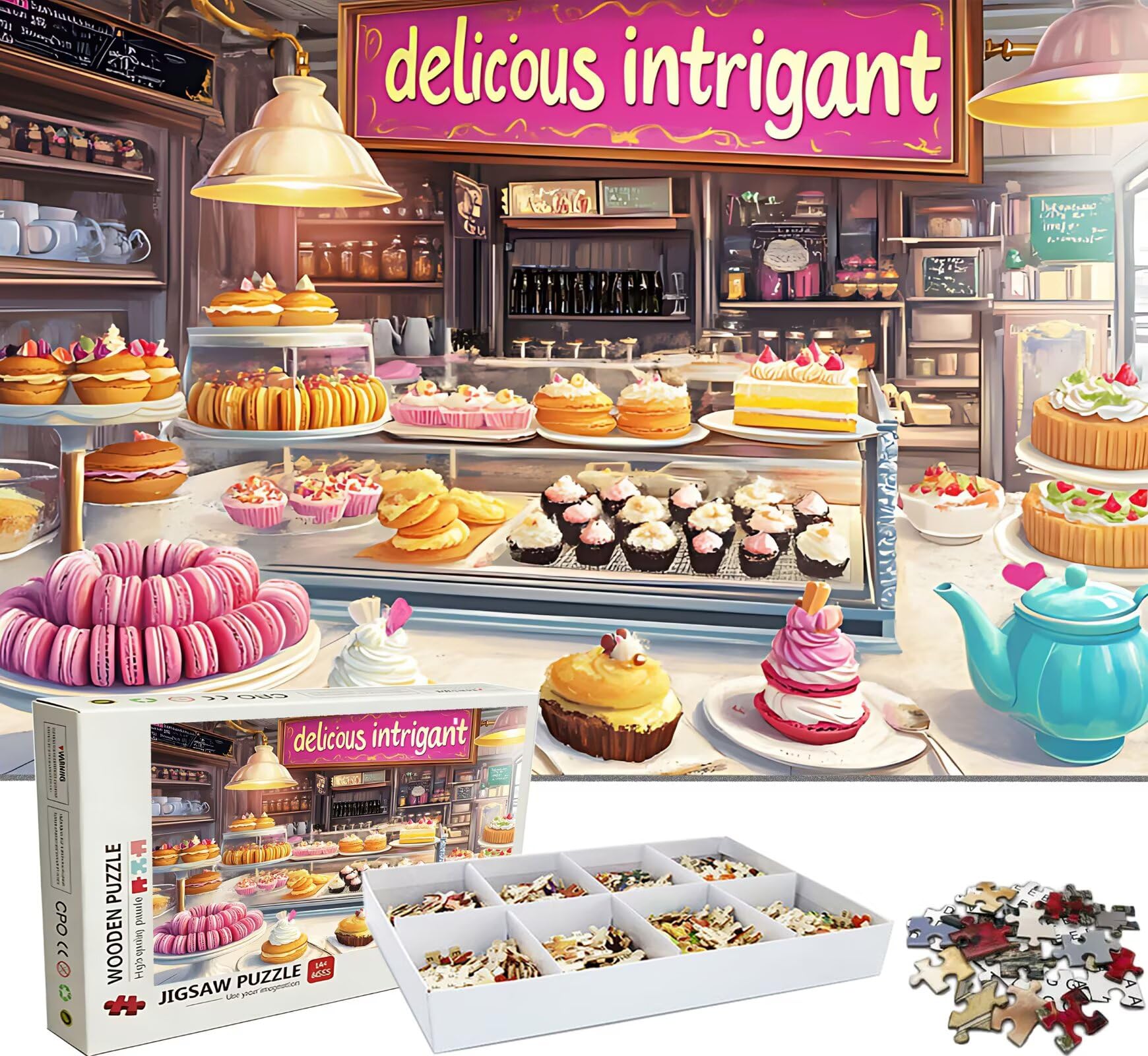 Puzzle 4000 elementów dla dorosłych, chleb kreskówka trudne i kolorowe drewniane puzzle, duża łamigłówka 141,5 x 87,5 cm, antystresowa gra z plakatem, dekoracja ścienna domu, prezent dla kobiet w0-633