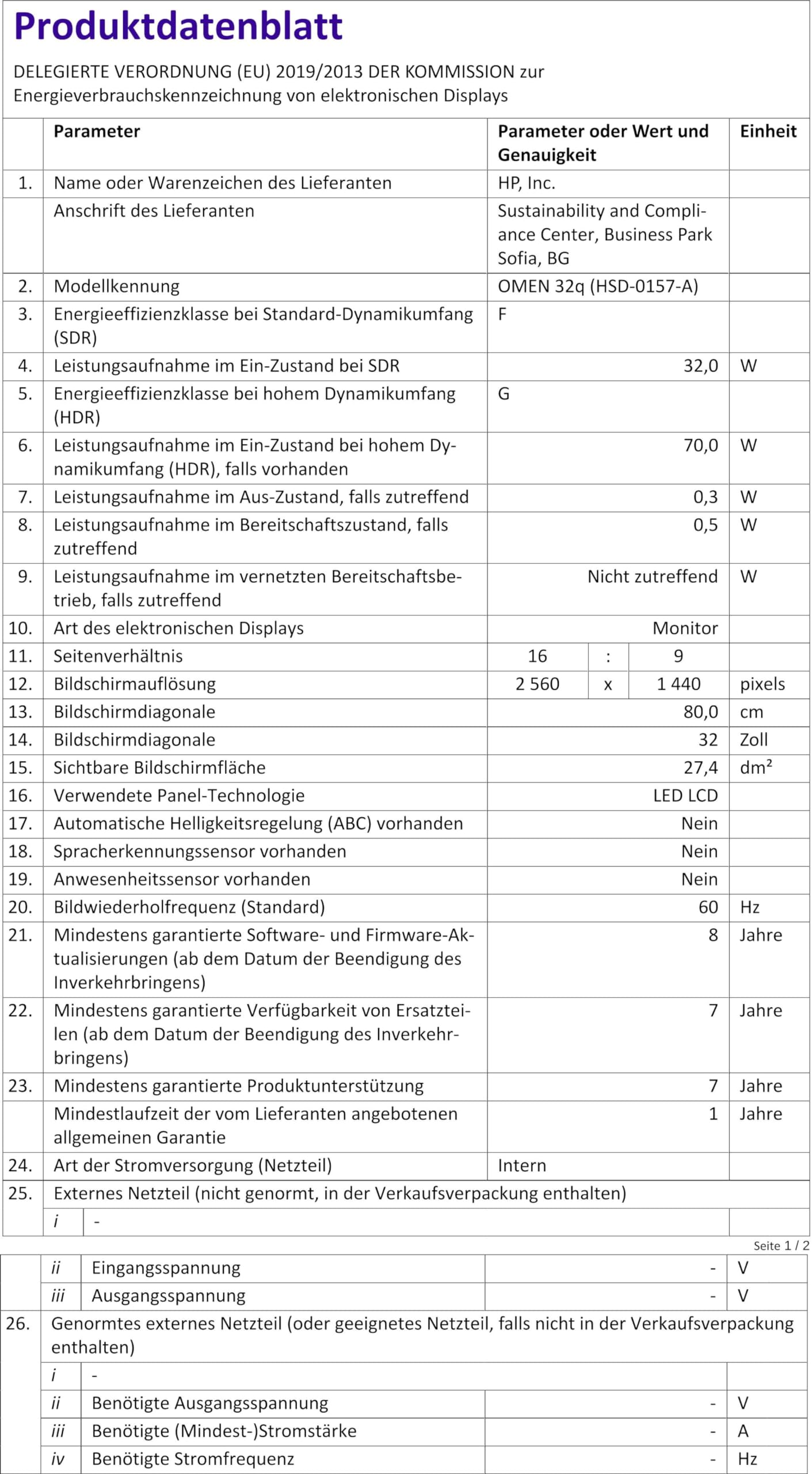 HP OMEN 32q Gaming Monitor 31.5 Inch Screen, QHD Display, 165Hz, AMD