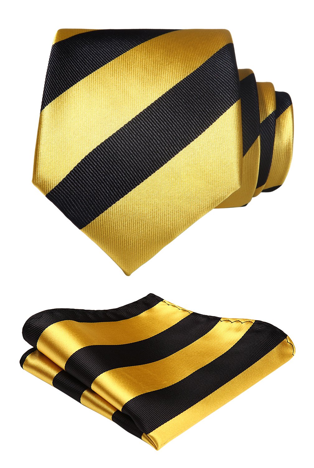 HISDERN Striped Wedding Tie Handkerchief Men's Necktie & Pocket Square Set