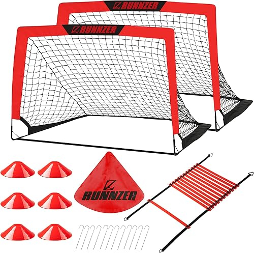 Miniatura 7 de L RUNNZER Soccer Goal, Soccer Nets for Backyard Training Goals for Soccer Practice with Carry Case