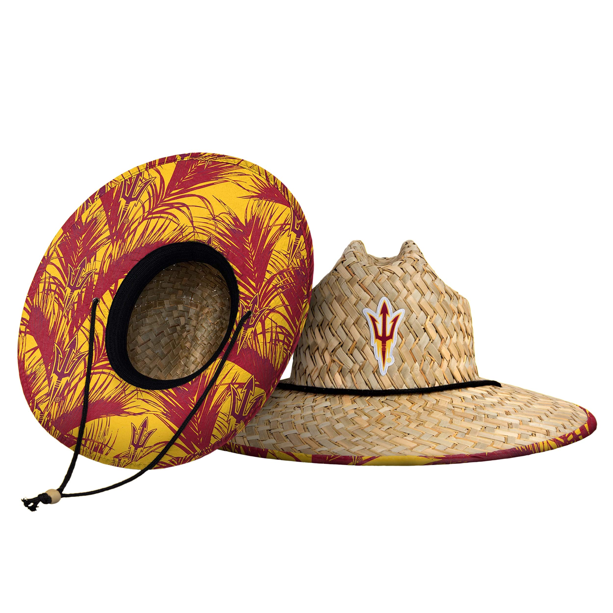 FOCO Men's NCAA College Team Logo Floral Straw Sun Hat