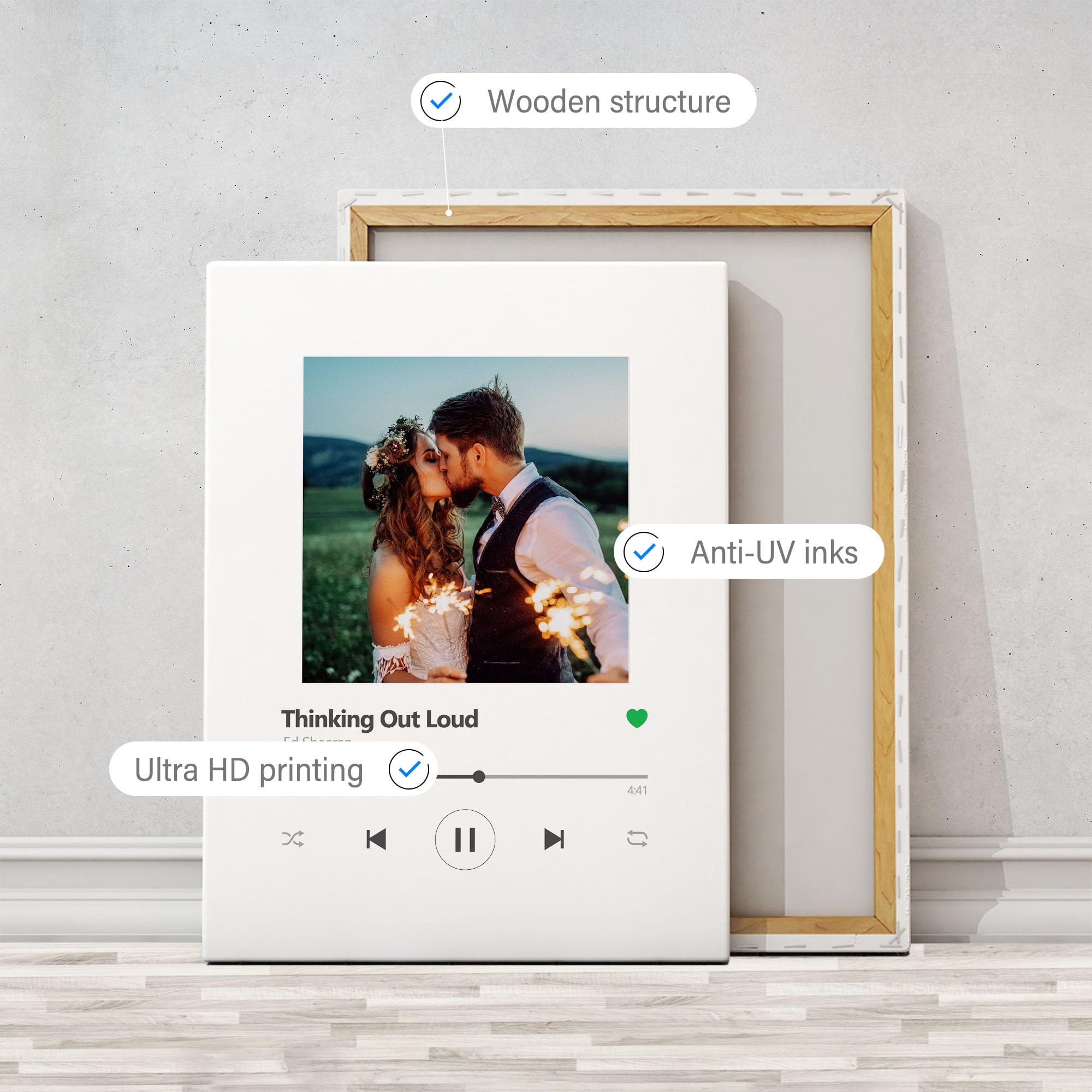 Spotify Musica - Decorazione da parete per soggiorno, idea regalo personalizzata per donna o uomo | Cornice personalizzata per compleanno | Oggetto personalizzato con nome