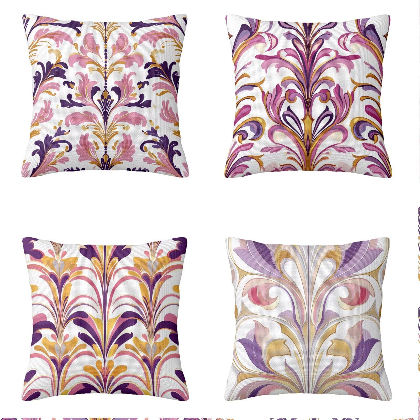 Impermeabili Cuscini per Divano Esterno Giardino Viola; Cuscini Grandi per divano 60x60cm Set di 4 Bohemia Cushion Covers Velluto Copricuscini Patio Decorativi Giardino Primavera Estate Regalo z-625