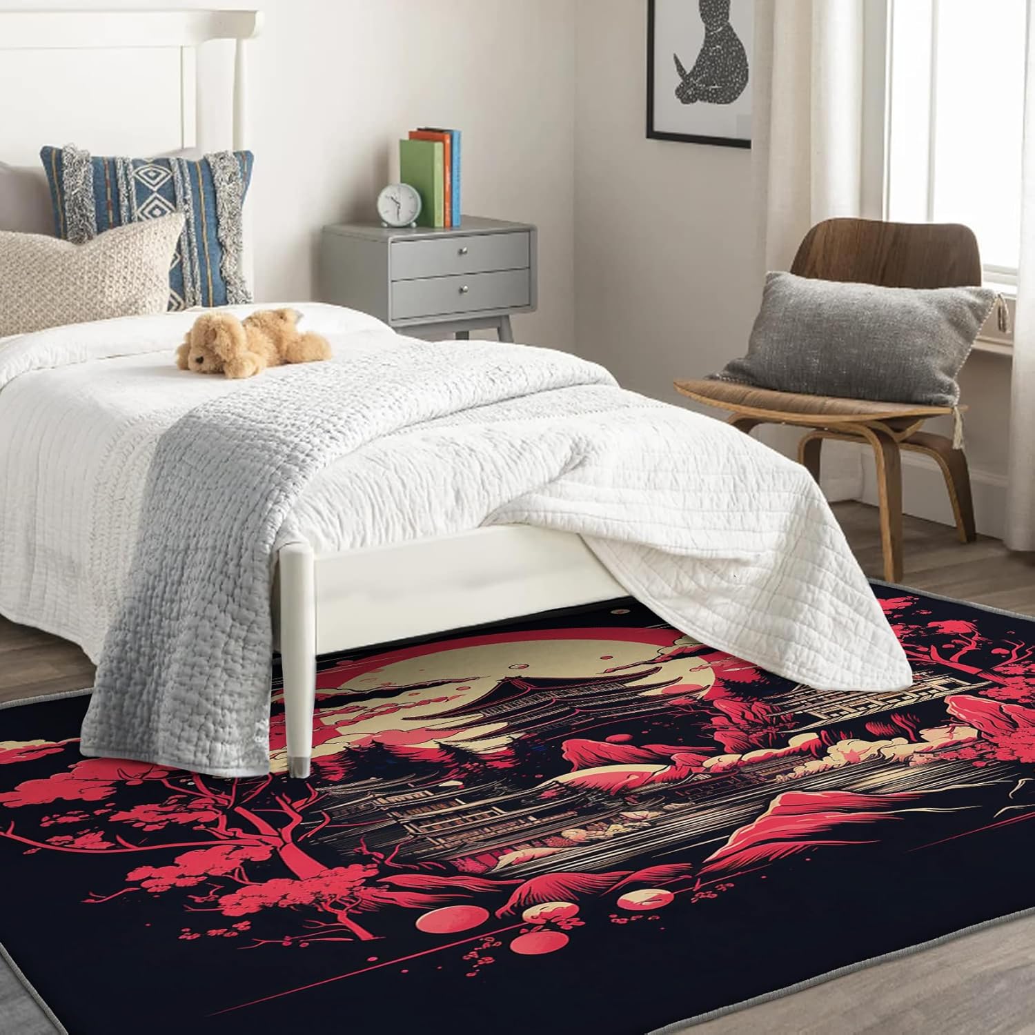 Japanese Rug & Home Decor - 2x3 Rug, Japan Rugs for Entryway Living Room Bedroom, Asian Carpet, Washable Non Slip Soft Low Pile Indoor Door Mat & Room Decor
