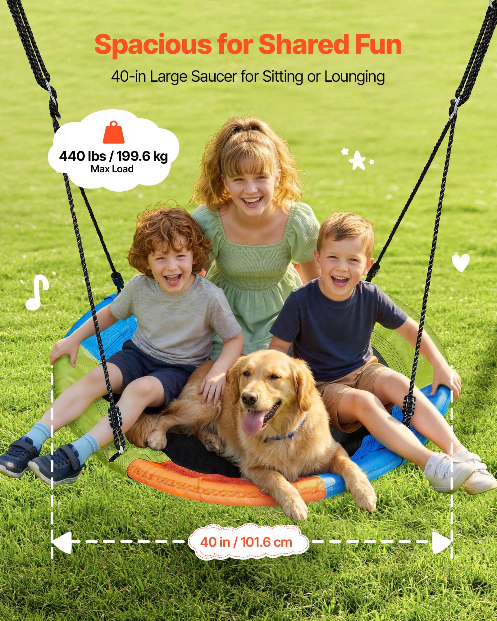 VEVOR Juego de Columpio Infantil Exterior, 184 x 180 x 181 cm, Juego de Columpio de Jardín para Niños, Capacidad de Carga 199,6 kg, con Asiento Nido Estacas, Marco de Acero, para Terraza Patio, Verde