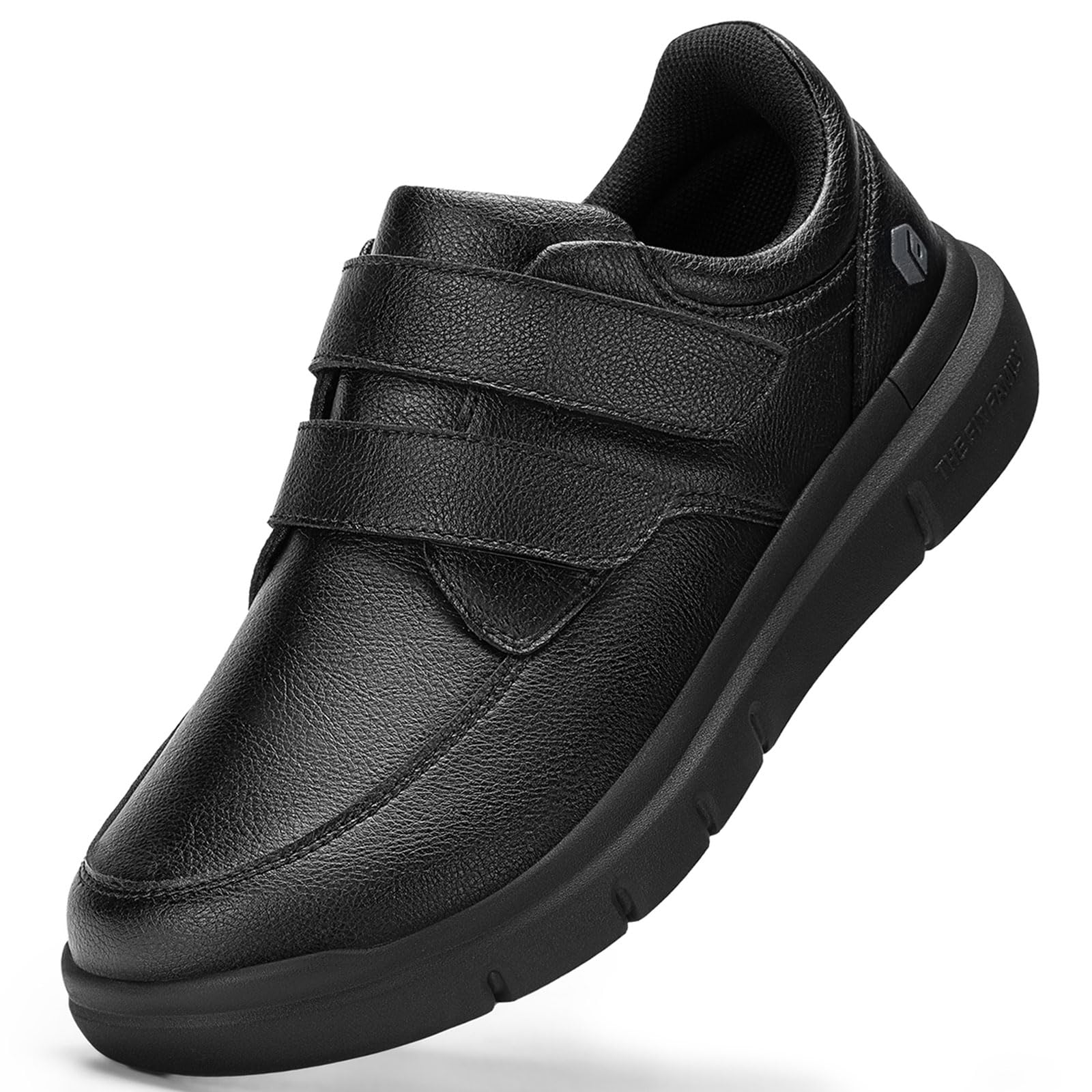 FitVille Extra Weit Herren Lederschuhe mit Klettverschluss Leichte Freizeitschuhe Bequeme Hausschuhe Sneaker Lässige Business Walkingschuhe Gr.40-50