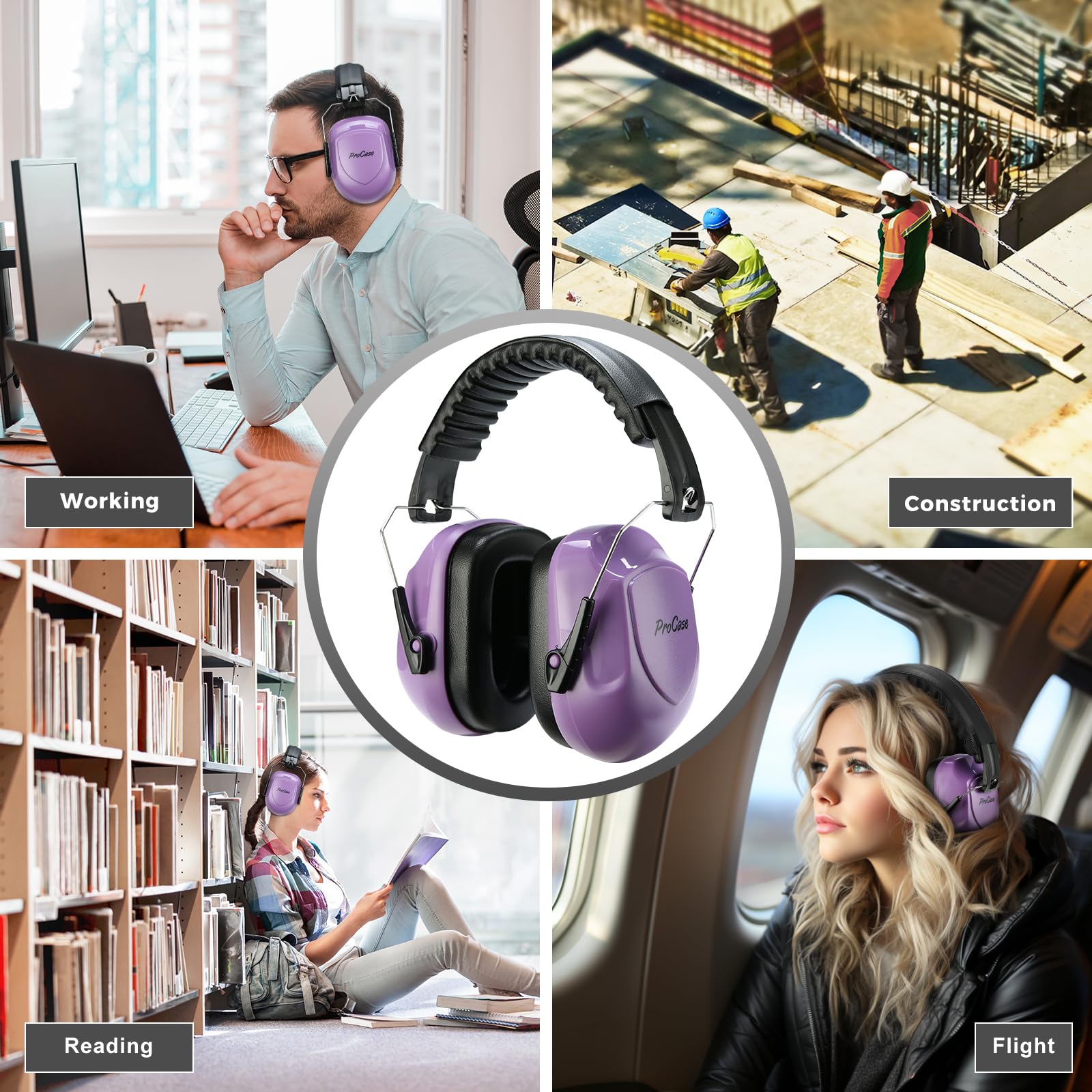 ProCase Hearing Protection Ear Muffs SNR 33dB, Noise Cancelling Headphones view 4