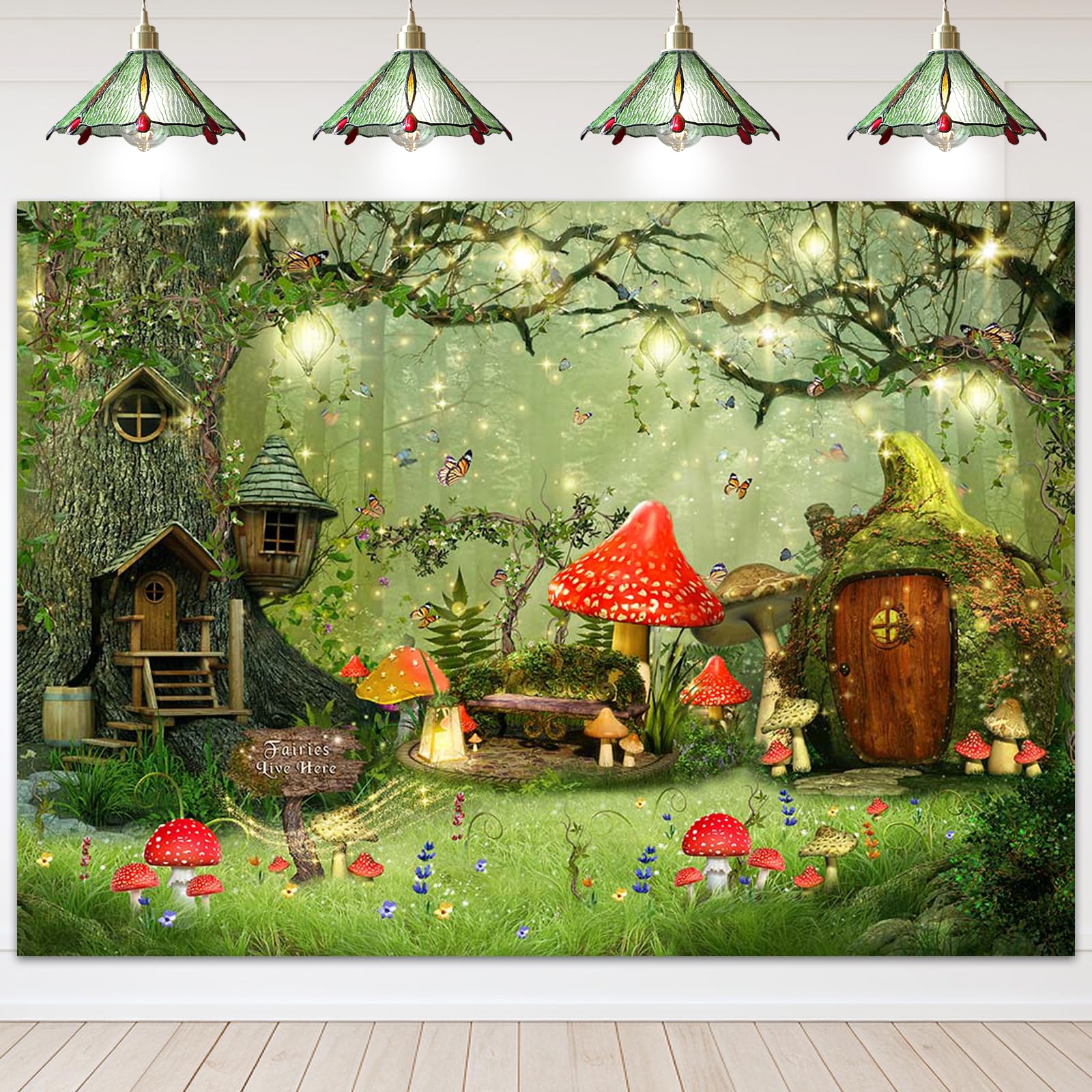 Avezano Spring Enchanted Forest Backdrop Mushroom Fantasy Fairy Tale Wonderland Dreamy Photography Background for Children Kid's Birthday Party Portrait Photoshoot Backdrops (7x5ft)