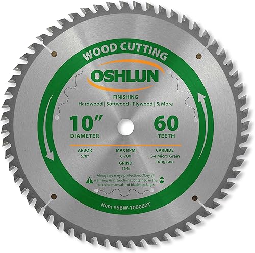 Miniatura 2 de Oshlun SBW-100060N - Hoja de sierra ATB 100in 60 dientes acabado negativo de gancho con eje de 58 pulgadas para sierra de inglete deslizante y brazo