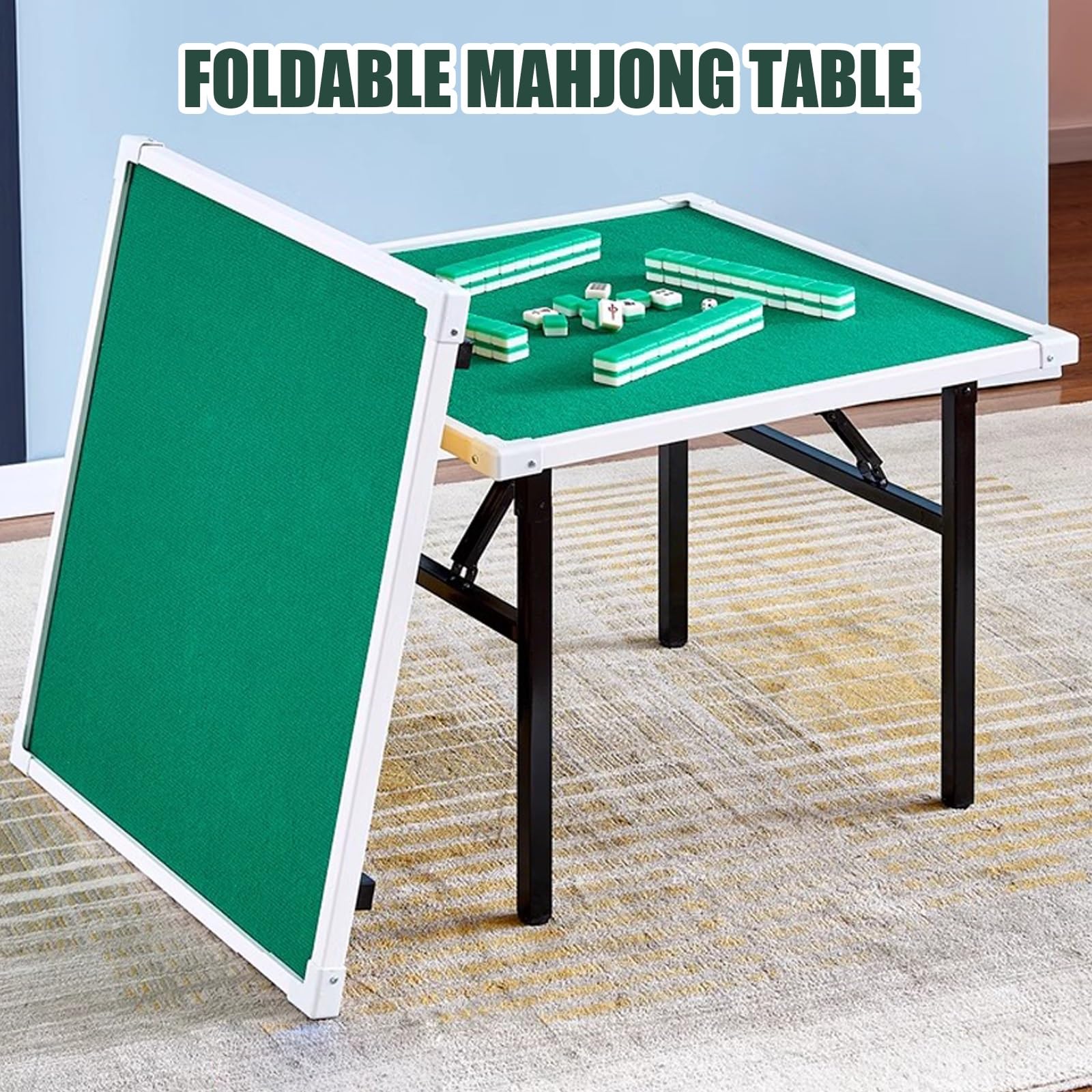 Składany stół mahjong dla 4 graczy z filcową powierzchnią i szufladą, idealny do gier karcianych, mahjong i gier planszowych, wysokość 75 cm