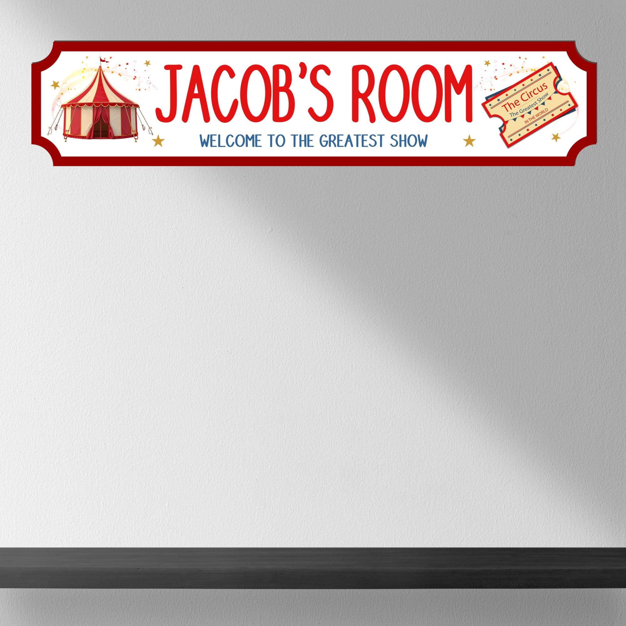 Personalised STREET SIGN Room Plaque - Custom Girls Room Sign Gift for Kids, Ballet, Dinosaur, Gaming, Mermaid, Princess, Rainbow, Unicorn Decor (Circus, MDF Wood - Extra Large 590mm x 130mm)
