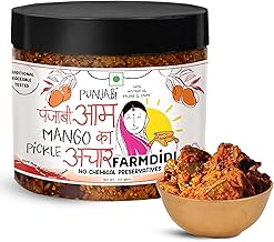 FarmDidi Punjabi Mango Pickle 325g in Fresh | Homemade Sour & Slightly Spicy Dry Aam Ka Achaar | North Indian Punjabi Style Pickle | Made With Less Oil | No Chemical Preservatives