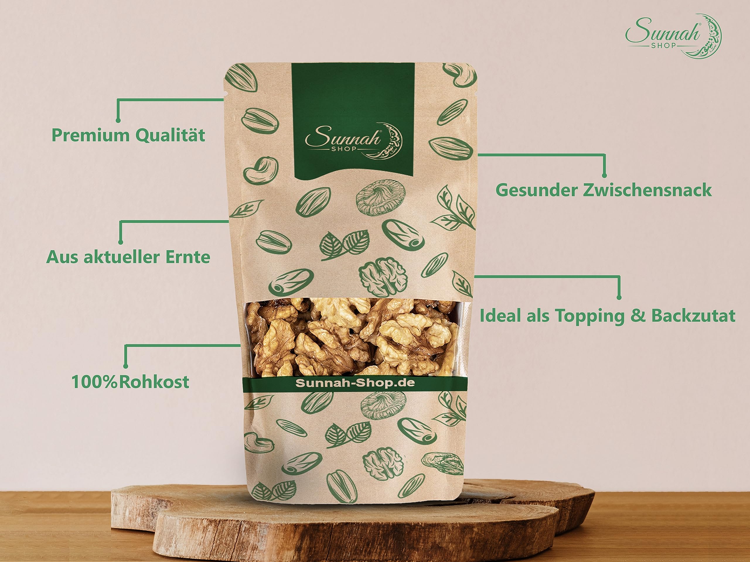 Sunnah Shop® Dziadek do orzechów, orzechy włoskie bez łupiny, 5 kg, naturalne ziarna orzecha włoskiego najwyższej jakości, orzechy włoskie przyjemność i zdrowie w jednym, wegańskie