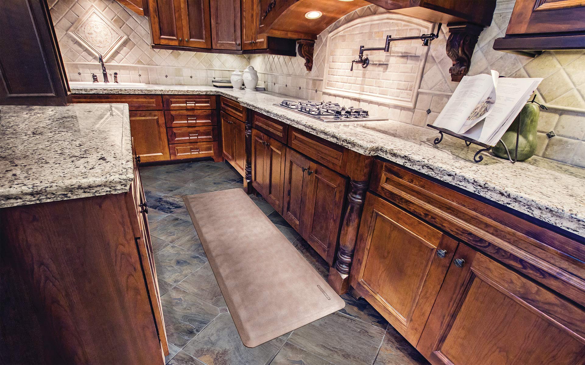 WellnessMats Estates Linen Midnight Blue Polyurethane 6 x 2 Feet Anti-Fatigue Mat