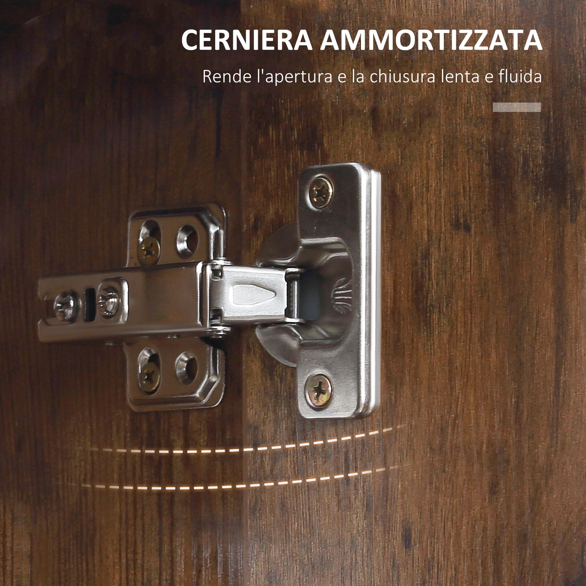 kleankin Specchio Bagno Contenitore con Luci LED Regolabili, Armadietto Bagno con 2 Ante a Specchio e Mensola Regolabile, 70x15x65cm, Marrone